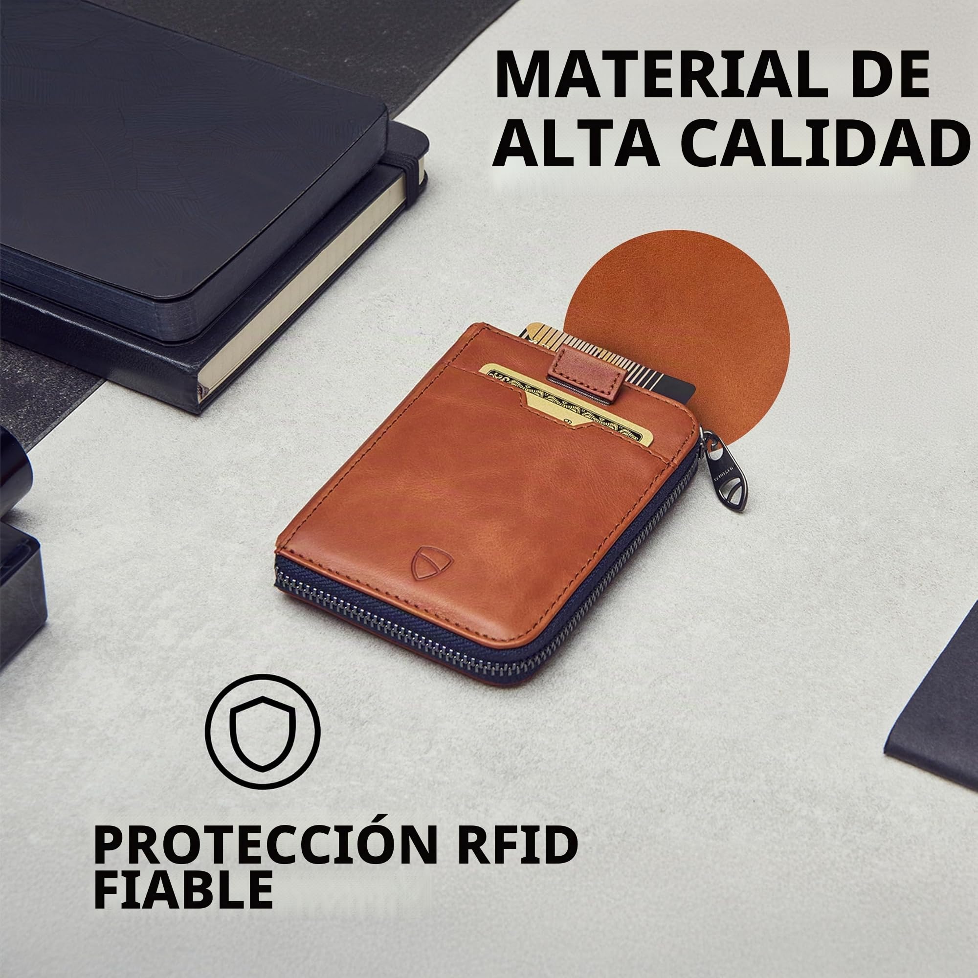 Vaultskin Notting Hill Cartera de Piel con Cremallera y RFID
