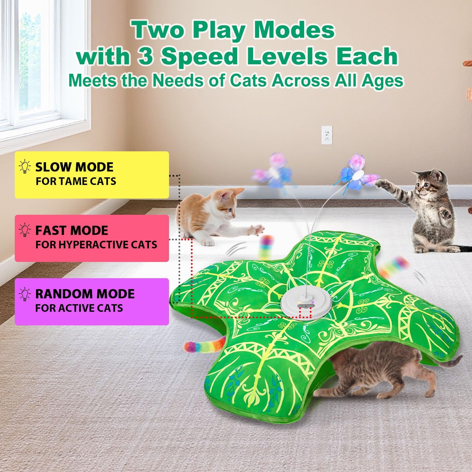 Interactive Rechargeable Hide and Seek Cat Toy with Fluttering Butterfly