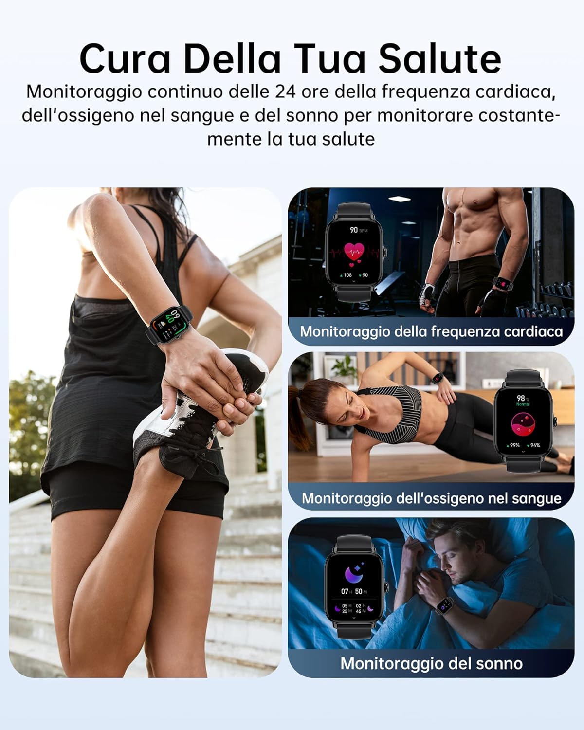 Smartwatch Chiamate Bluetooth,1,85 HD Schermo Tattile Orologio Smart Watch Uomo Donna,IP68 impermeabile,Con cardiofrequenzimetro/ossigeno nel sangue/contapassi/monitoraggio del sonno per Android IOS Smartwatch Chiamate Bluetooth,1,85 HD Schermo Tattile Orologio Smart Watch Uomo Donna,IP68 impermeabile,Con cardiofrequenzimetro/ossigeno nel sangue/contapassi/monitoraggio del sonno per Android IOS