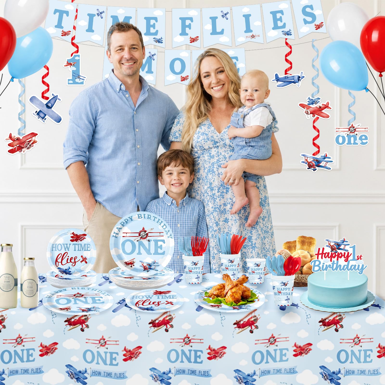 205 piezas de decoraciones de avión para fiesta de primer cumpleaños para