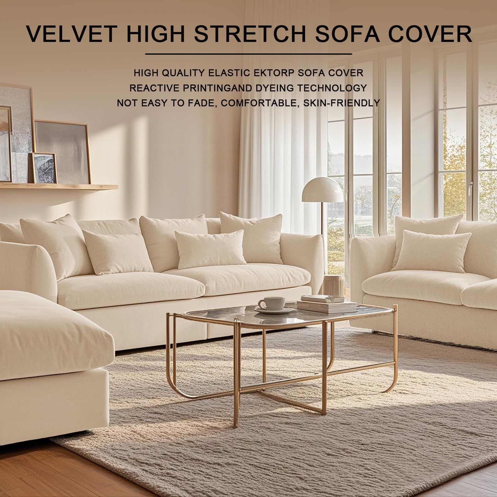 Ektorp Bankhoes 1/2/3/4-zits Met Aparte Zitkussens En Rugleuningen, Stretch Fluwelen Antislip, Bankovertrek Met Armleuningen (3 Zits (7 PCS),Wijnrood