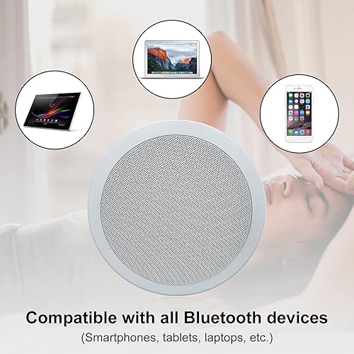 Miniatura 5 de Herdio HCS-818BT - Altavoces de techo Bluetooth de 6.5 pulgadas de 320 W, montaje empotrado de 2 vías, altavoces de pared para el hogar, baño,