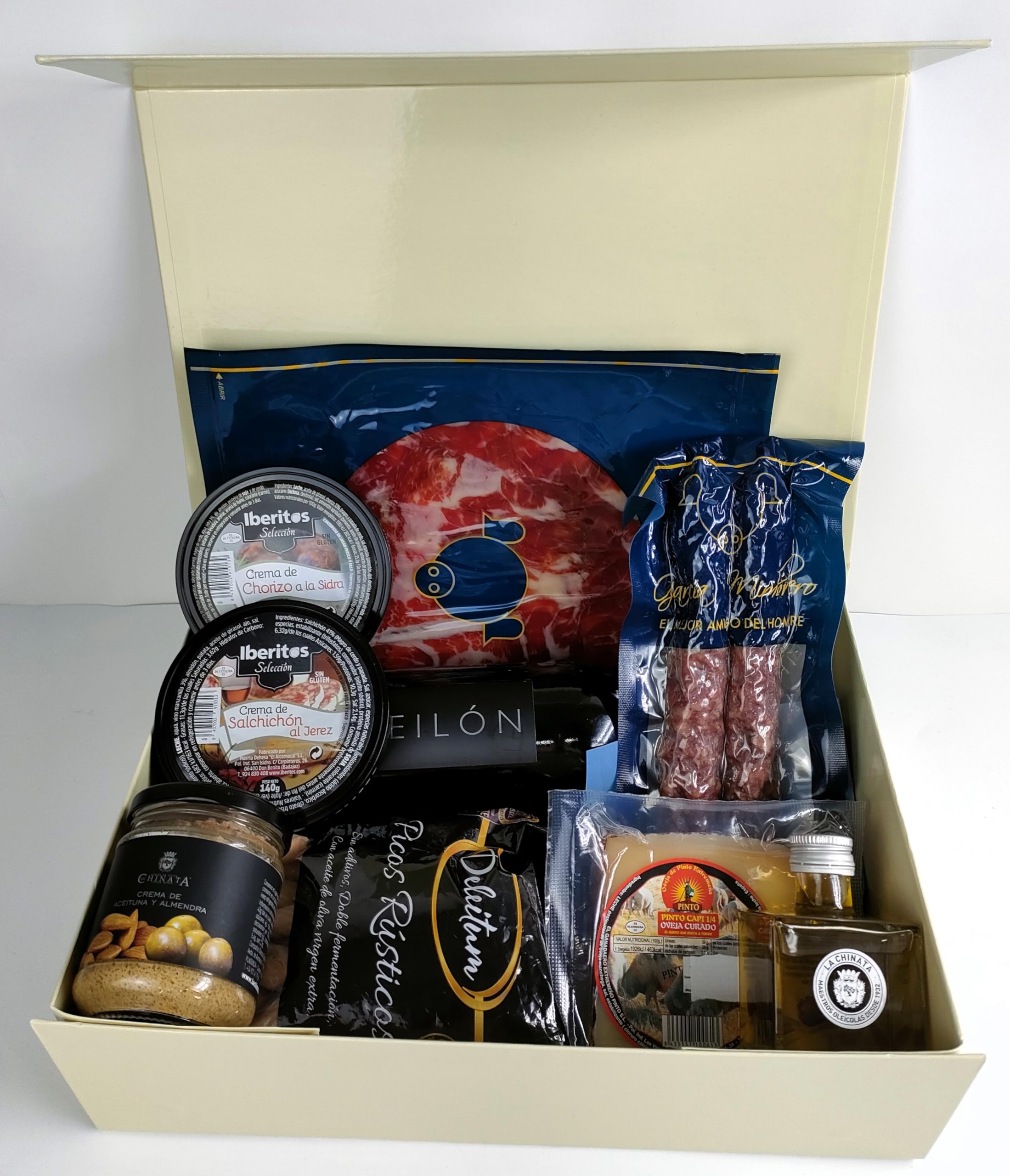 DON GOURMET, Cesta Gourmet para Regalar, Cesta Navidad, Queso curado, jamón ibérico, Fuet ibérico, lote embutidos ibéricos, aceite de oliva virgen extra, patés, pack ibéricos, Regalo Original.