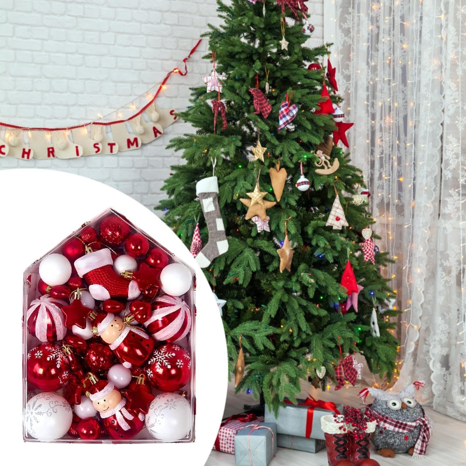 Amazon | Generic クリスマスツリー用豪華デコレーションセット, 赤白