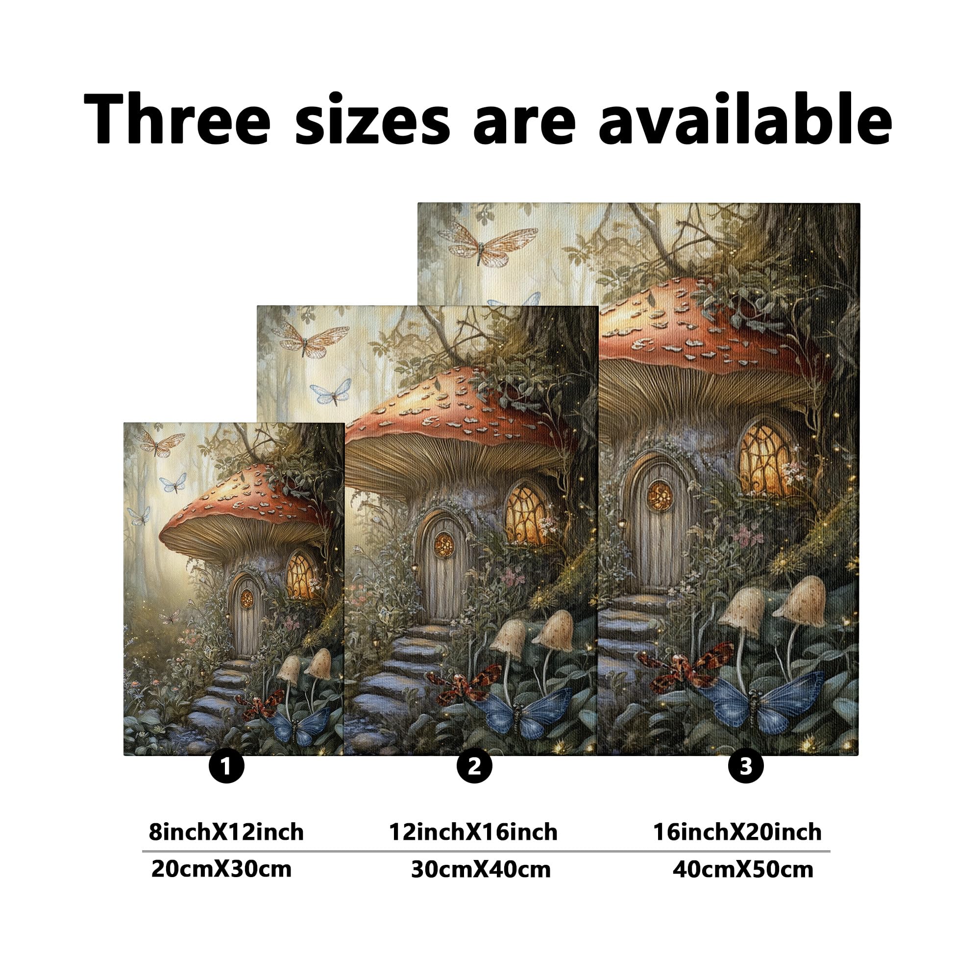 Amazon.com: Fantasy Mushroom House Canvas Wall Art, Brown Green