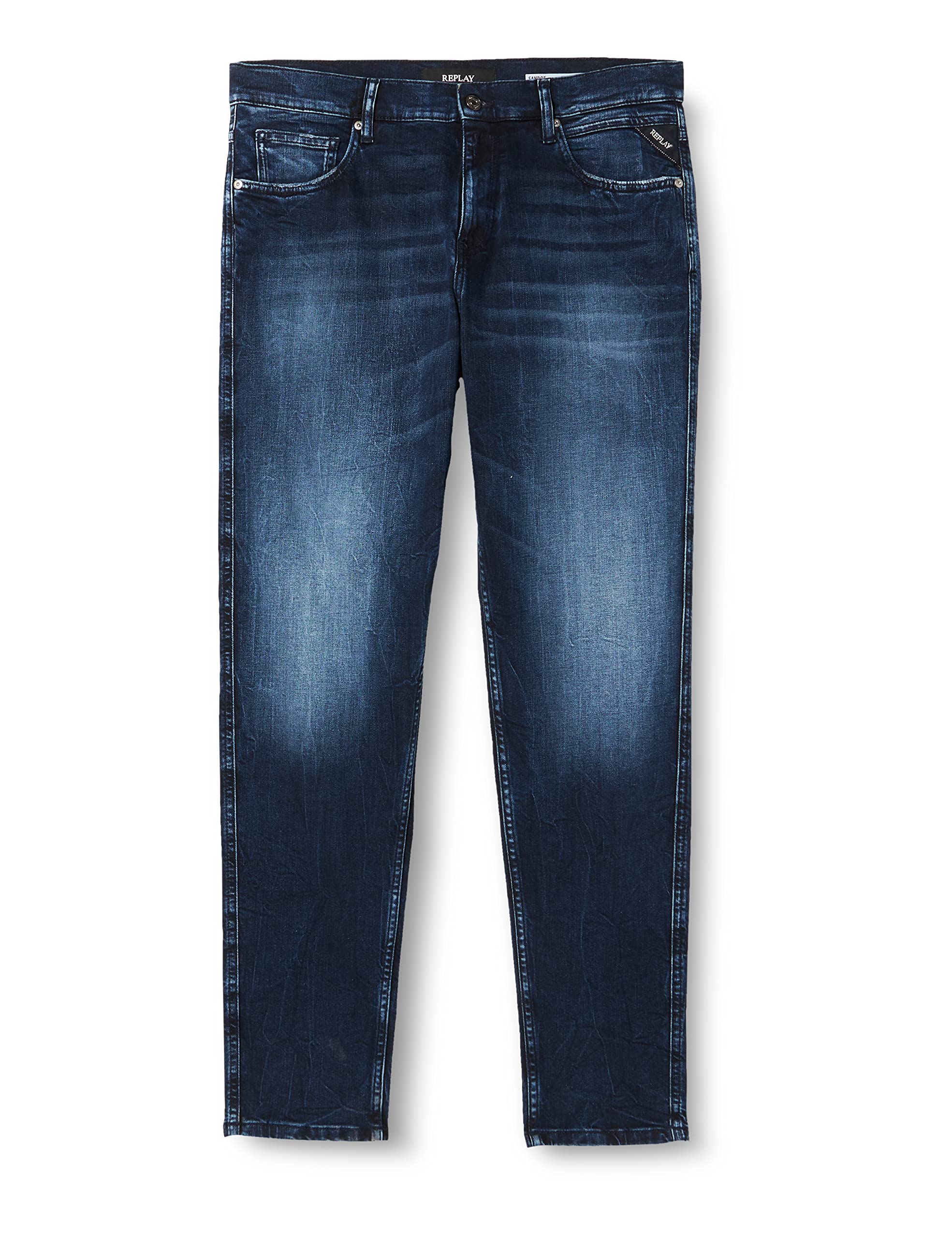 REPLAY Herren Jeans Sandot Tapered-Fit Bio, Dark Blue 007 (Blau), 30W / 32L