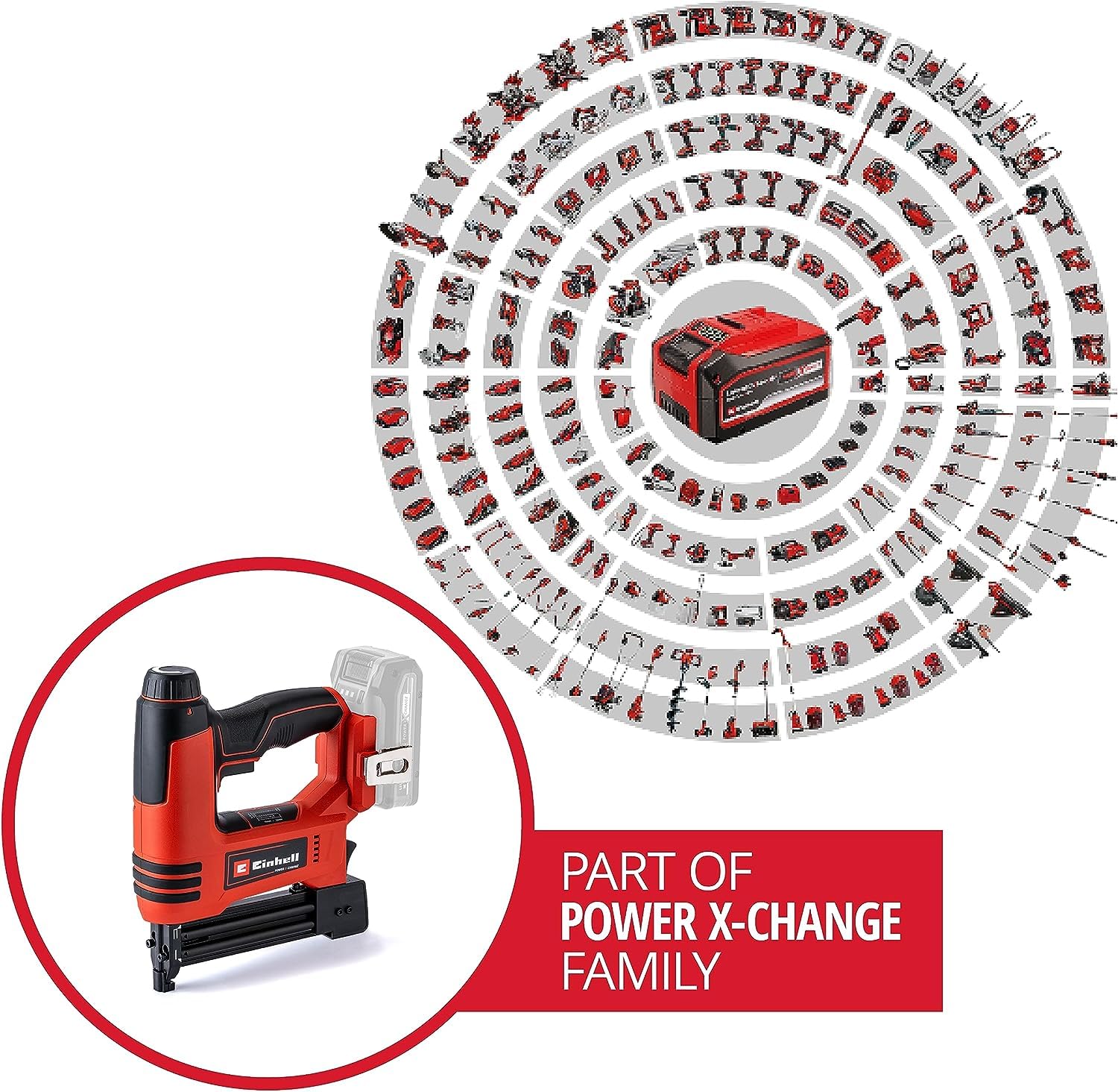 Einhell Clavadora con batería TE-CN 18 Li-Solo | PXC | 18 V | clavadora/grapadora | 20 disparos/min | clavo 32 mm | grapa 22 mm | 300 grapas + 300 clavos | sin batería