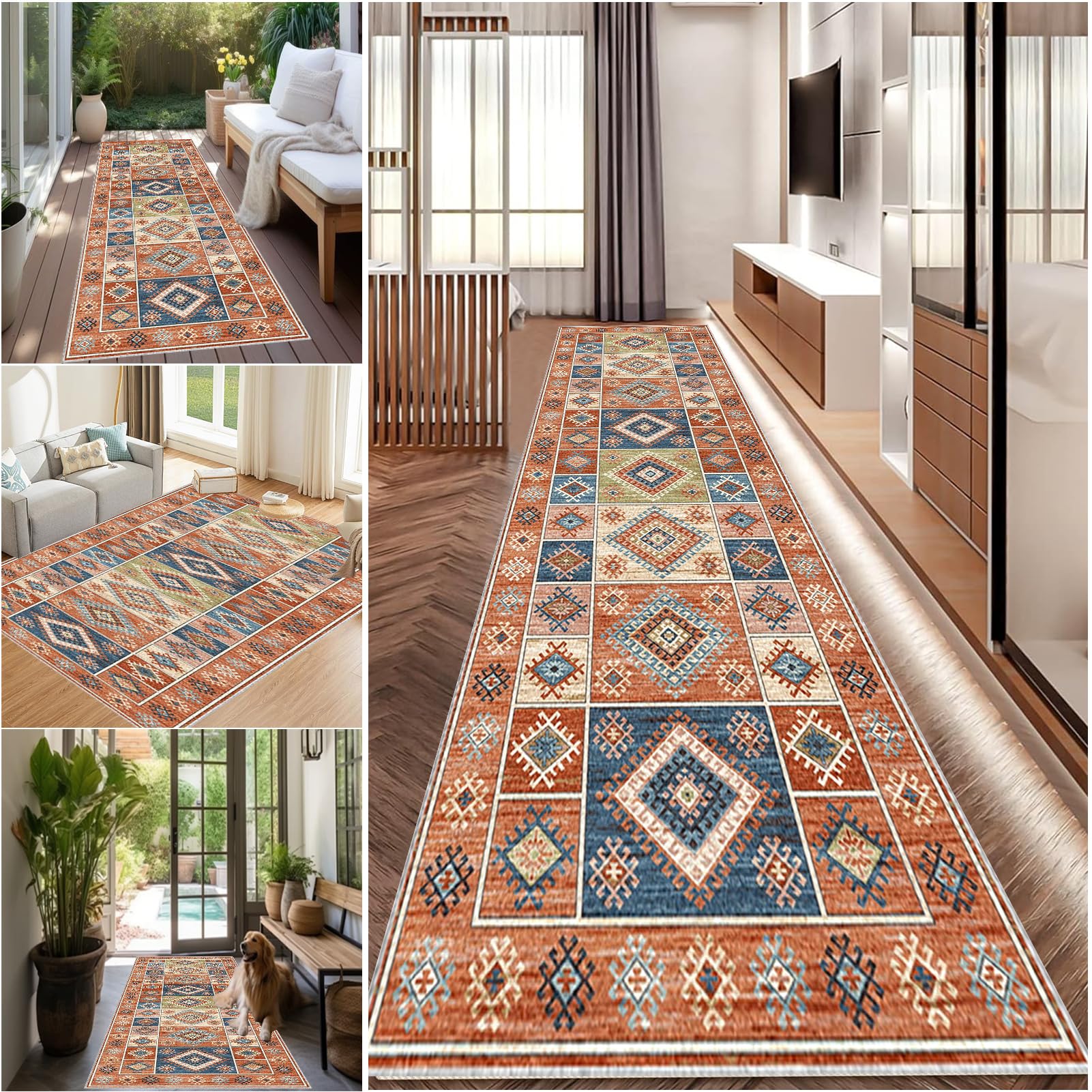 Chodnik do korytarza 120 x 350 cm Dywan do salonu, antypoślizgowy zmywalny dywanik kuchenny, długi korytarz dywanik do przedpokoju dywaniki do sypialni, dywaniki do kuchni, salonu, biura