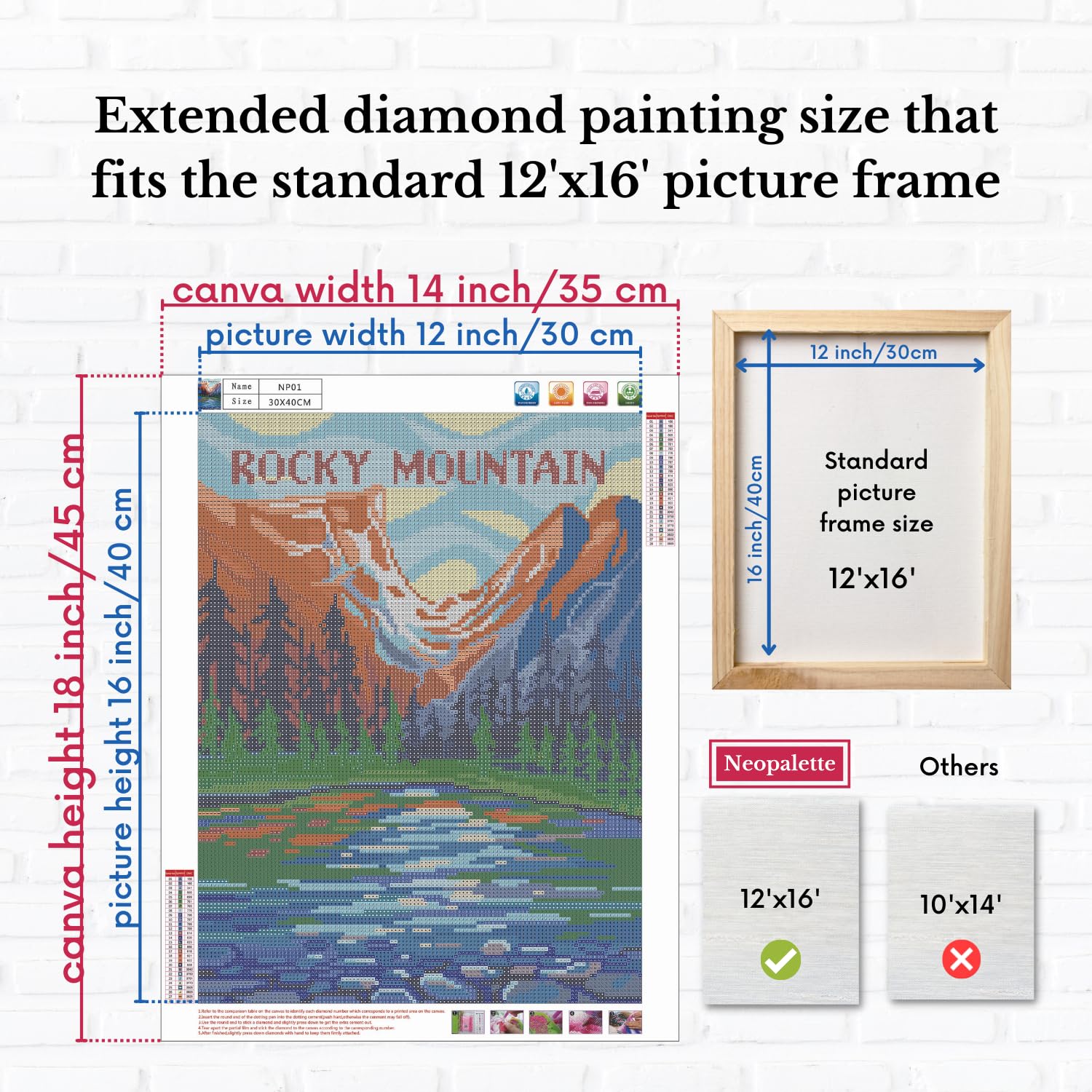 Neopalette Kits de pintura de diamantes para adultos, arte y manualidades, pintura de diamante de perforación completa abstracta y adornos, manualidades de diamantes 5D (Acadia)