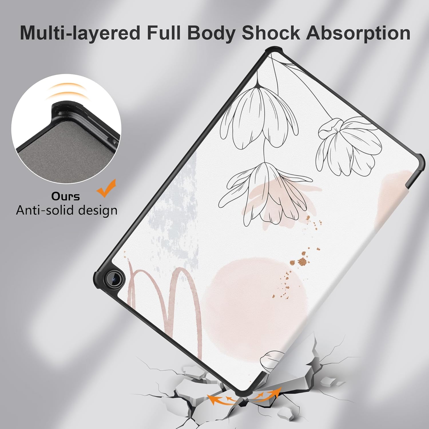 DONGKE Case for Amazon Fire Max 11 Tablet 2023 Release - Slim Protective Case - Trifold Stand & Sleep/Wake Hard Back Shell Smart Case for Fire Max 11 Tablet, Abstract Flowers XM437