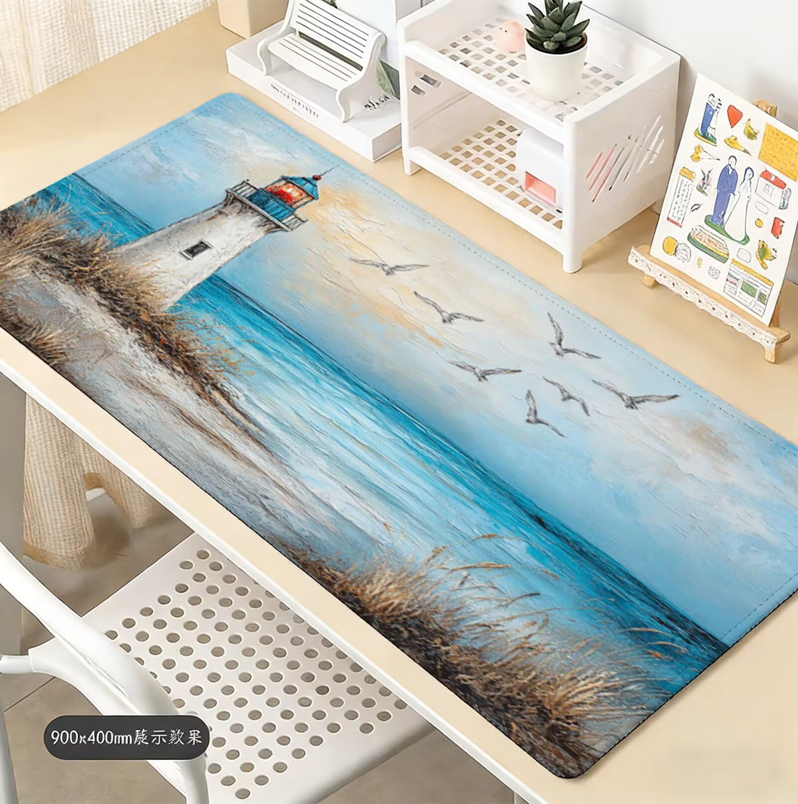 Podkładka pod mysz do gier Reflektor XXL 1400 x 600 mm, podkładka pod mysz na biurko podkładka pod mysz plażowa z antypoślizgową gumową podstawą, wodoodporna szyta krawędź, do pracy, gier, biura, domu