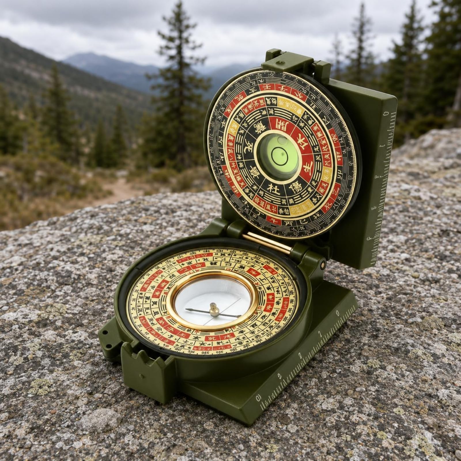 Navigation Kompass Feng Shui Kompass Klappkompass Orientierung Instrument aus Legierung Und Acryl mit Klappbarem Deckel für Präzise Ausrichtung für