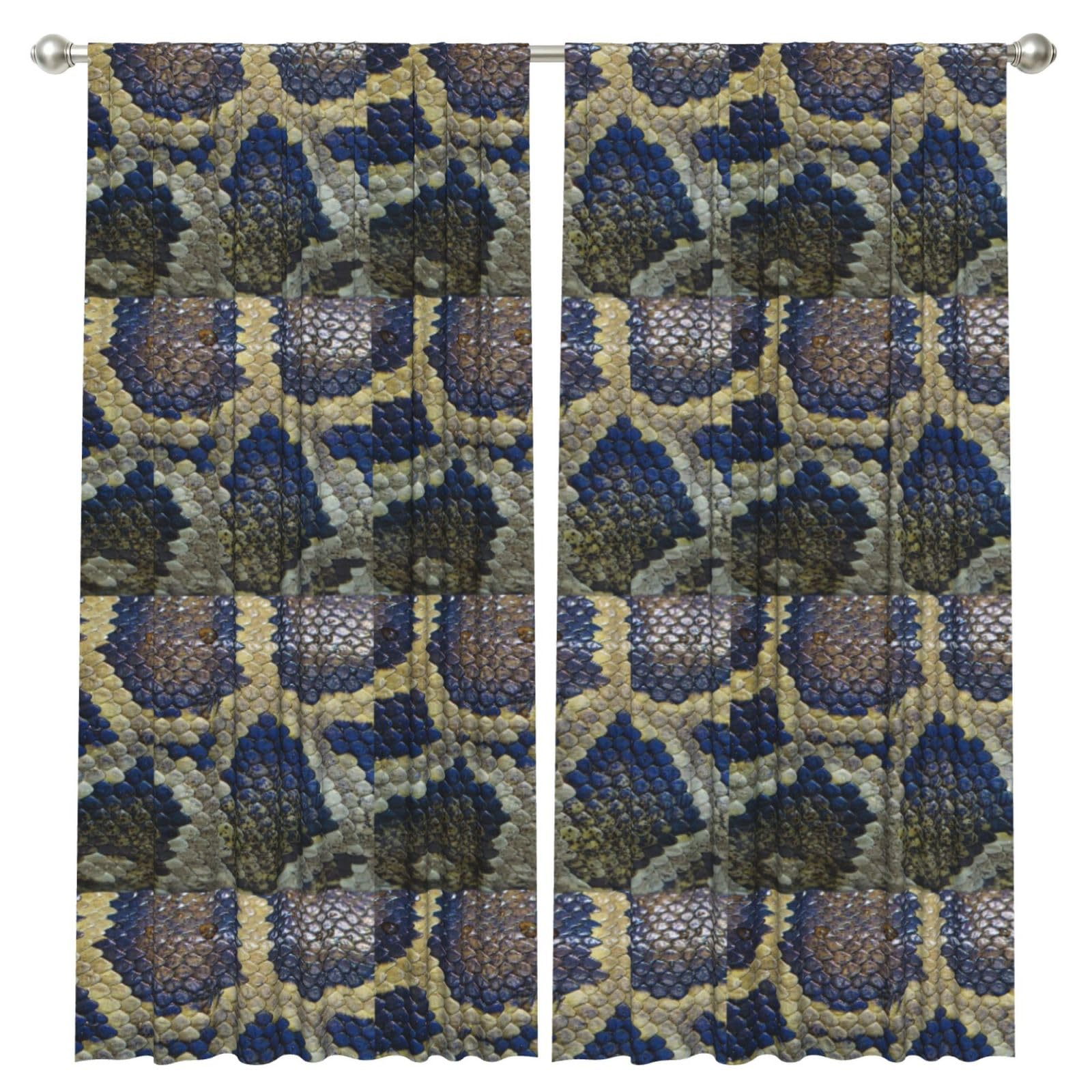 InOmak Snake Skin Print, 2 Panels Window Curtains 52 x 84 Inch Blackout Curtains for Living Room Bedroom