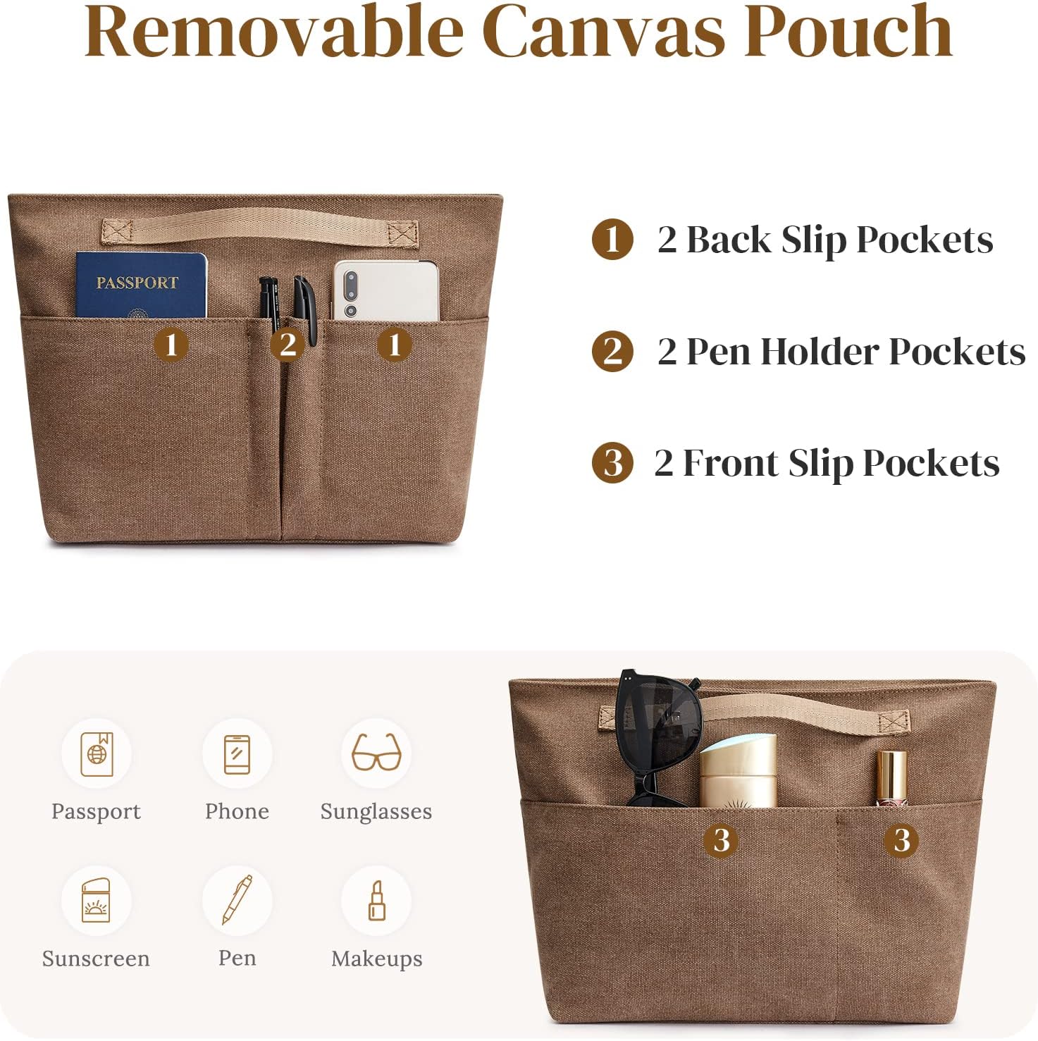 S-ZONE Genuine Leather Tote Bag for Women with Purse Organizer Large Shoulder Handbags Work - Image 6