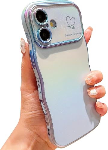 phylla for iPhone 16 6.1" 5g Phone Case Cute Curly Wave Frame with Luxury Plated