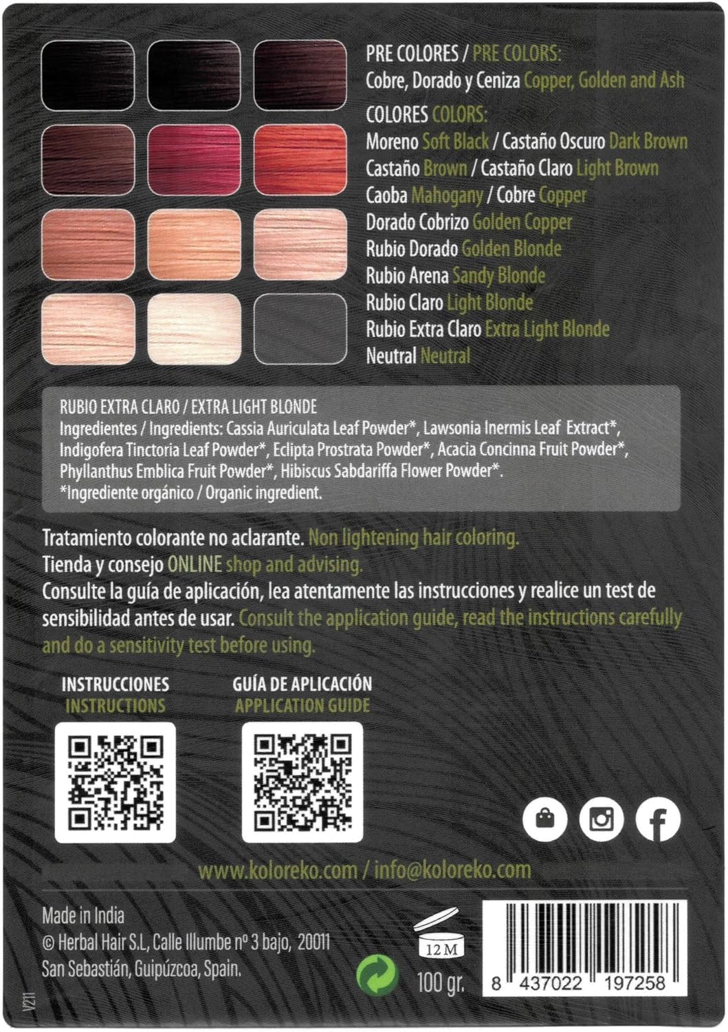 KOLOREKO Tinte natural CASTAÑO COBRIZO - Pack DÚO especial canas - precolor COBRE + tinte CASTAÑO