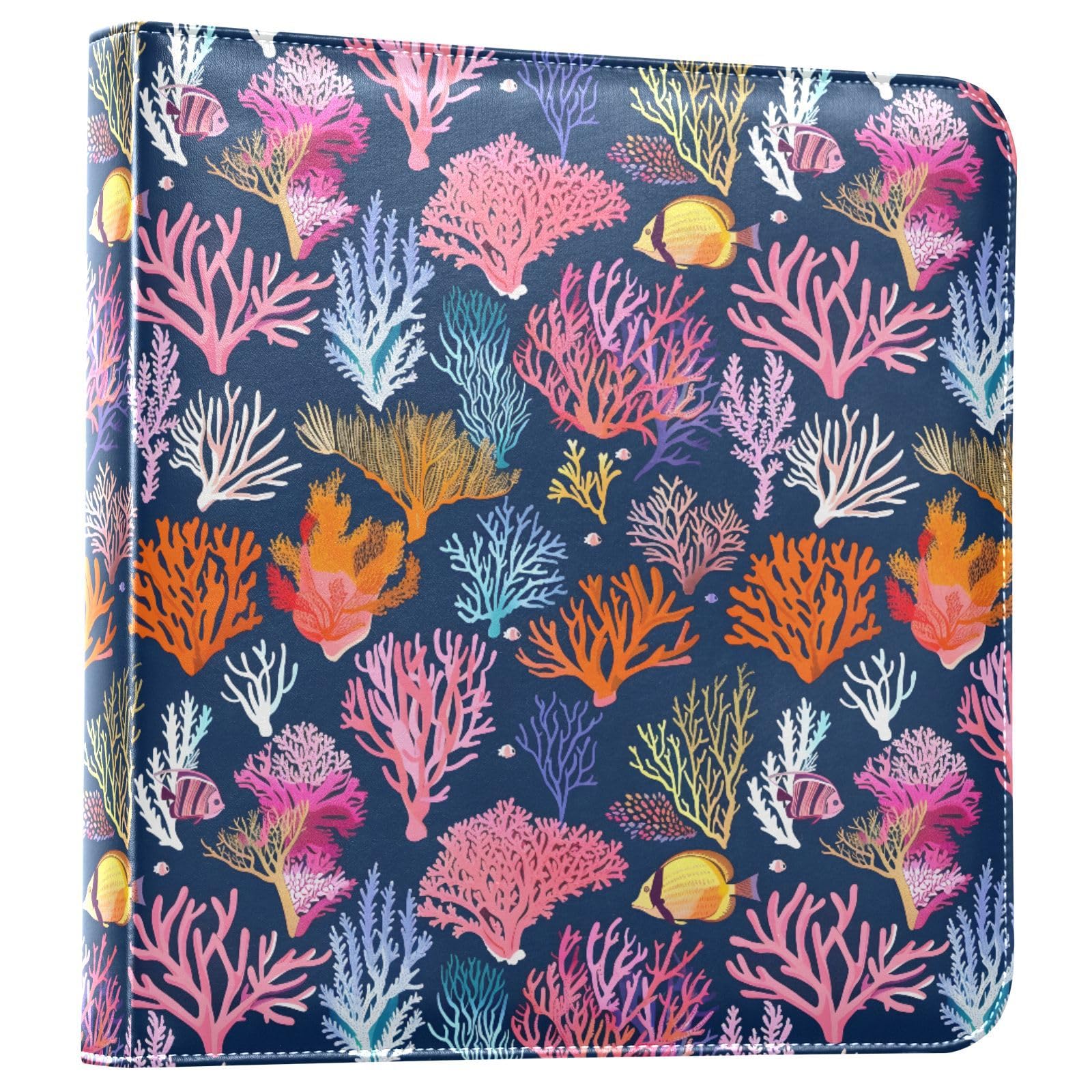 JIPONI Coral Reef Large Photo Album, DIY Leather Cover Scrapbook Albums for 4x6 5x7 6x8 Pictures, Self Adhesive Memory Book for Wedding, Baby, Family