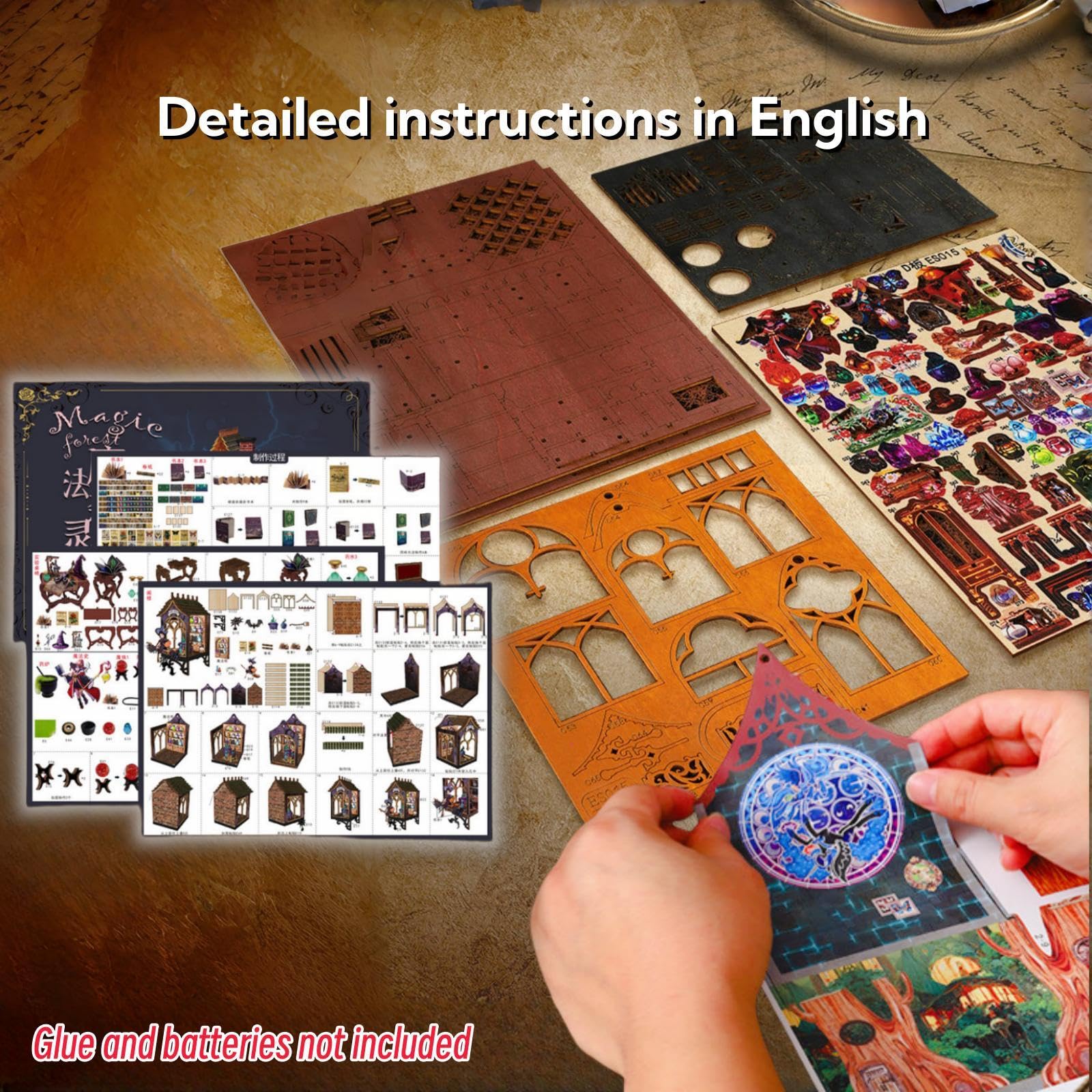 KingStora DIY Fairy House Craft Kit, Magical Forest Elf, Medium-Sized Dollhouse Handcrafted Model for Adult (Magic Forest), JTMF01