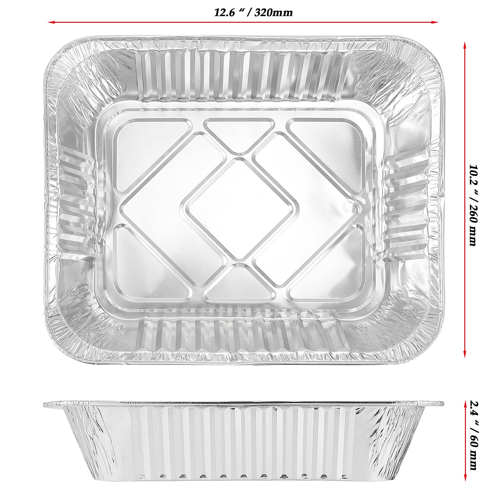 25 sztuk aluminiowych misek o pojemności 3500 ml z pokrywką, 32 x 26 x 6 cm, aluminiowe miski do grilla, z folii aluminiowej, tacki ociekowe, aluminiowe pojemniki do pieczenia, pikniku