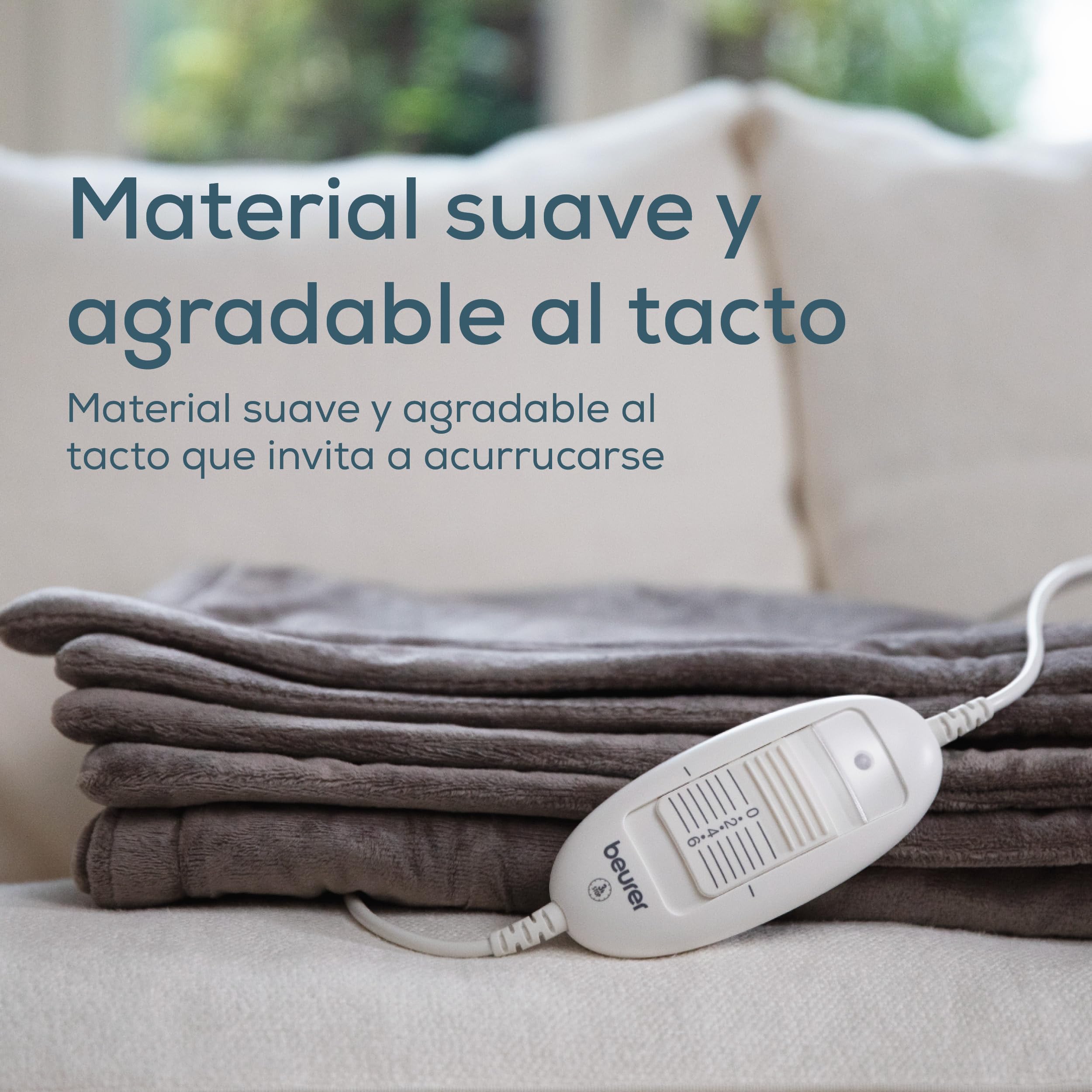 Beurer HD 75 Manta eléctrica, acogedora manta térmica con 6 ajustes de temperatura, sistema de seguridad y desconexión automática, lavable a máquina, color topo, 180 x 130 cm