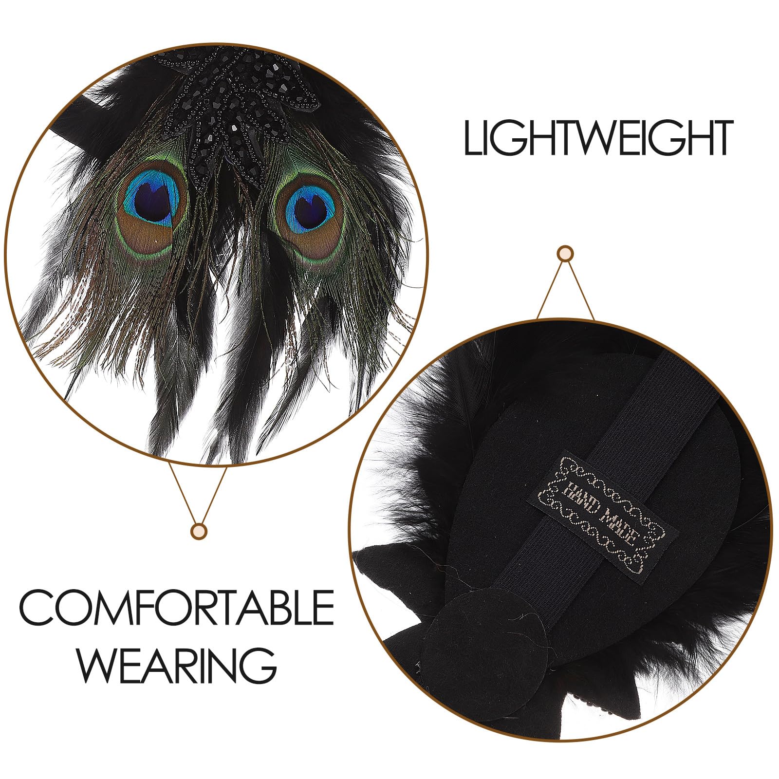 Lurrose Peacock Hairband Vintage 1920s Peacock Flapper Headband Hair Accessories for Women Cosplay Masquerade Dance Costume Party - Image 3