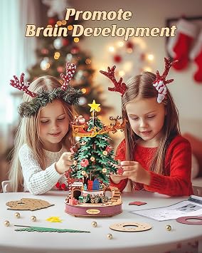 3D Puzzles for Adults, Wooden Music Box Christmas Melody Tree, 3D Model Building Kits for Adults, Home Decor/Christmas Birthday Gifts/DIY Crafts/Hobbies for Teens (319PCS)