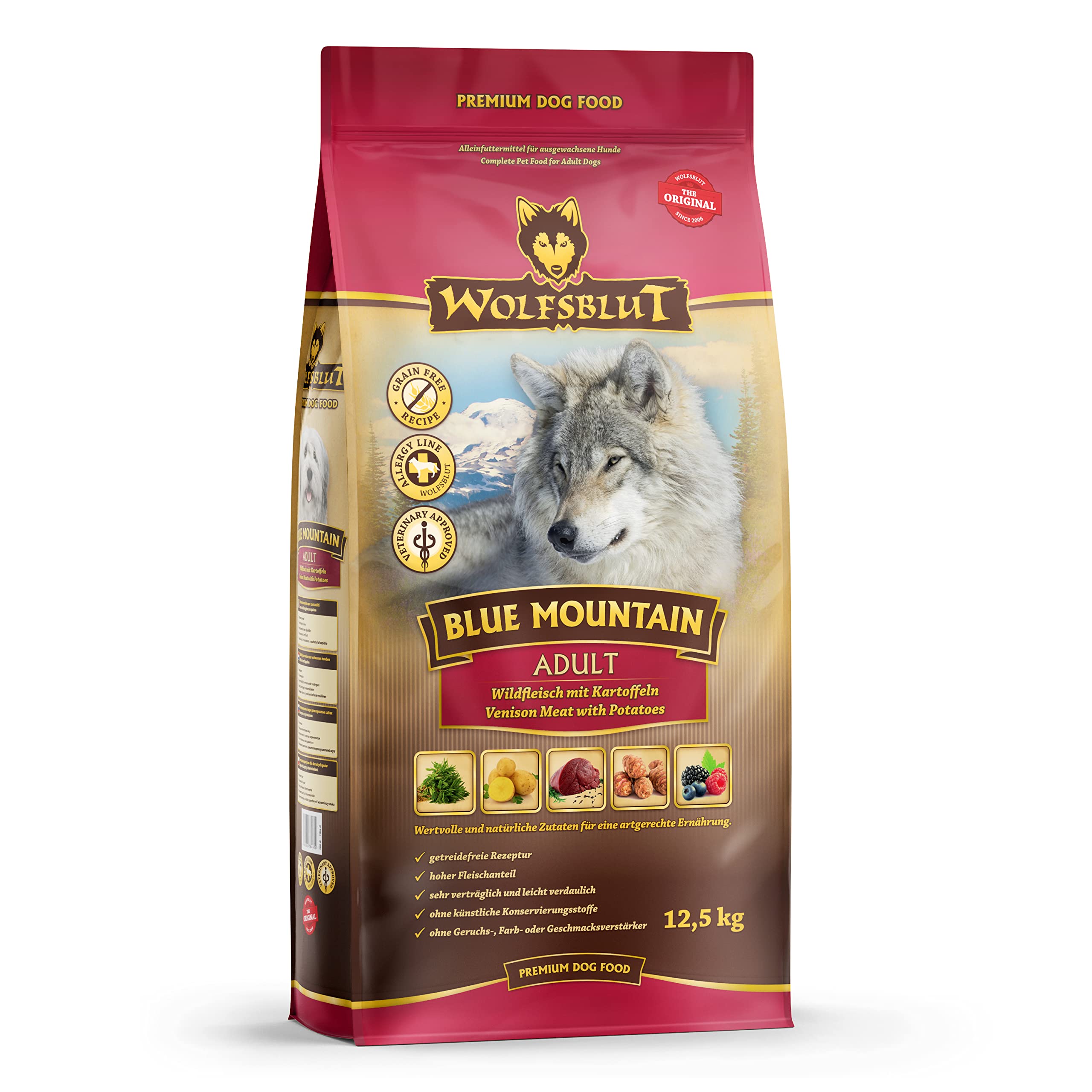 Wolfsblut - Blue Mountain - 12,5 kg - Wildfleisch - Trockenfutter - Hundefutter - Getreidefrei