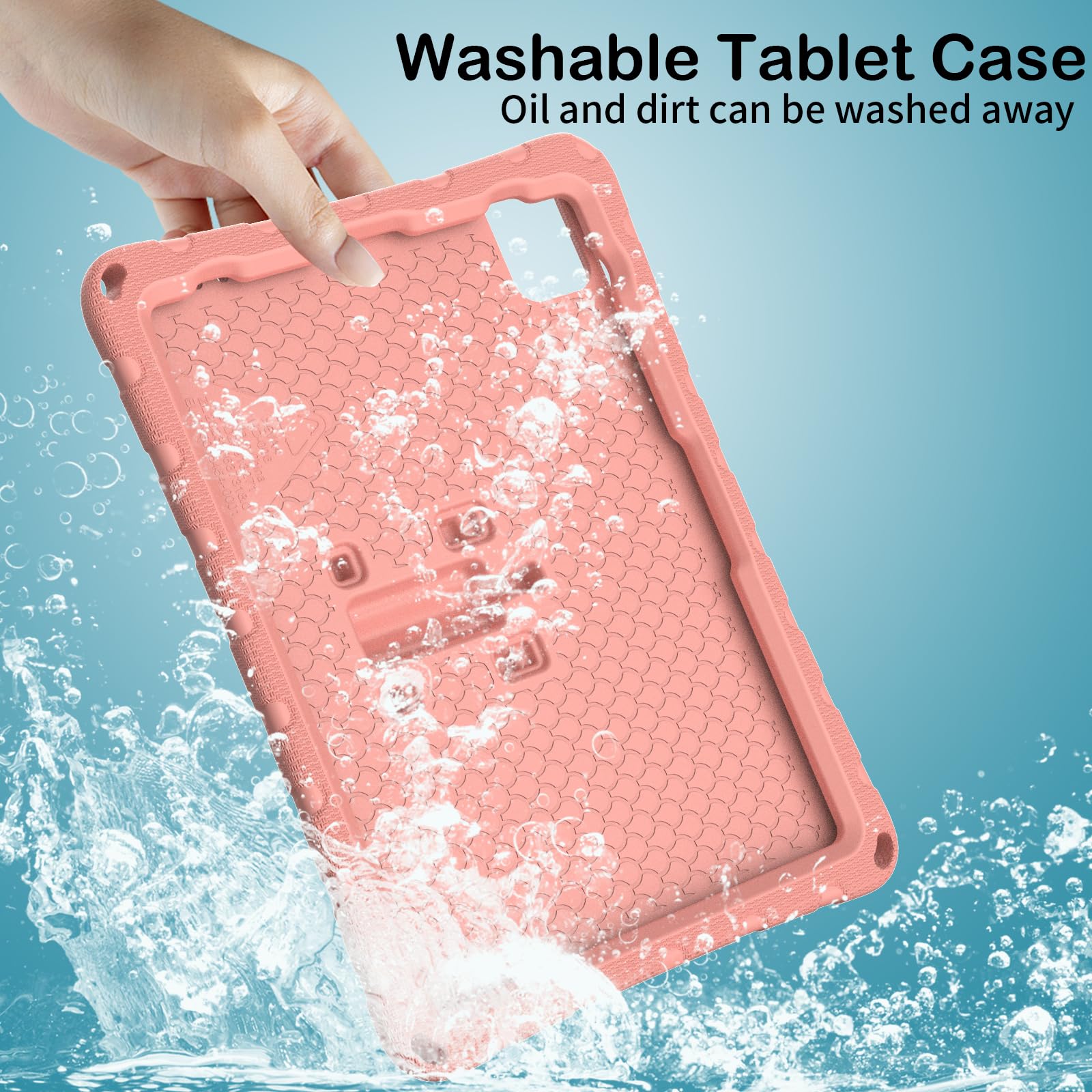Custodia per bambini compatibile con iPad Air 11" (M3 2025 7th/M2 2024 6th), custodia leggera antiurto in schiuma EVA con tracolla e copertura di supporto per ragazzi e ragazze (rosa)
