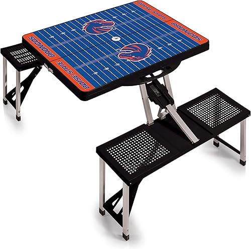 Vista 48 de PICNIC TIME NCAA North Carolina Tar Heels Folding Picnic Table - Camping Table - Outdoor Table with Umbrella Hole Negro