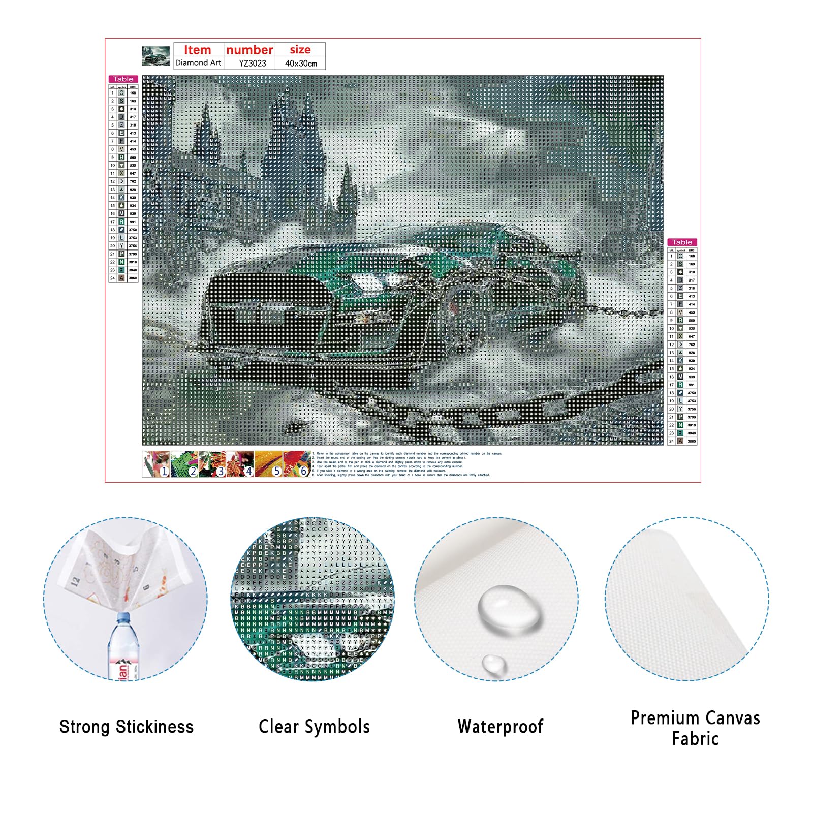 SHEGZHUC Diamond Painting Auto Grün 40x30cm Diamant Painting Bilder Auto Diamond Painting Sportauto Mosaik Diamant Malerei Kunst Stickerei Kreuzstich Bilder Geschenk Wanddekoration