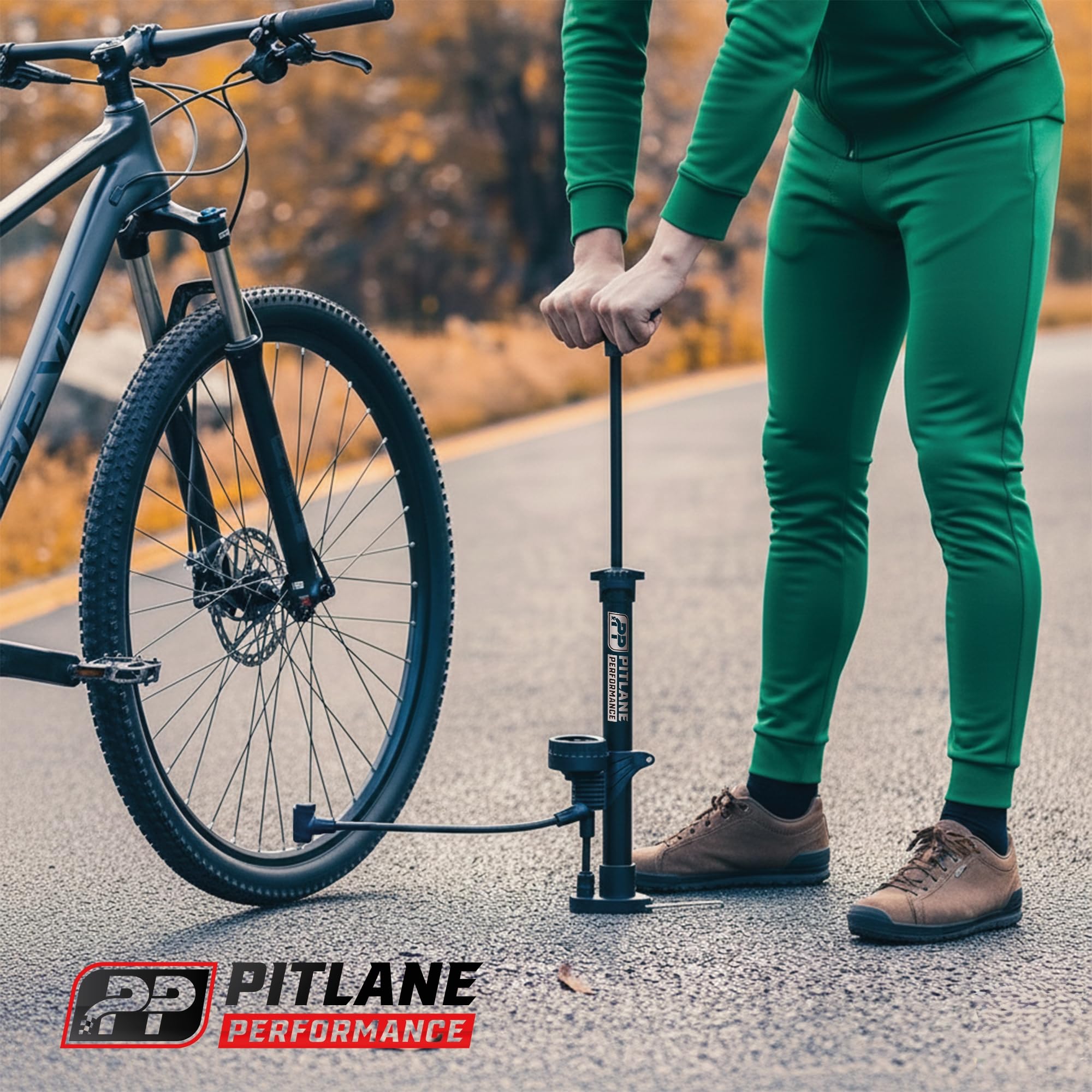 Pompa a pedale con manometro 42 cm 11 bar per valvole Schrader Presta Dunlop