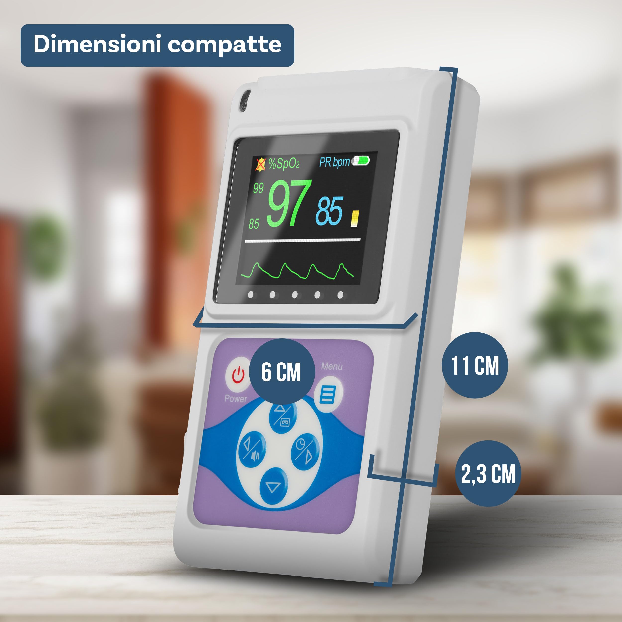 Pulox PO-650B - Pulsossimetro da dito con sensore esterno per neonati - Misurazione di SpO2 e polso in infanti e bambini