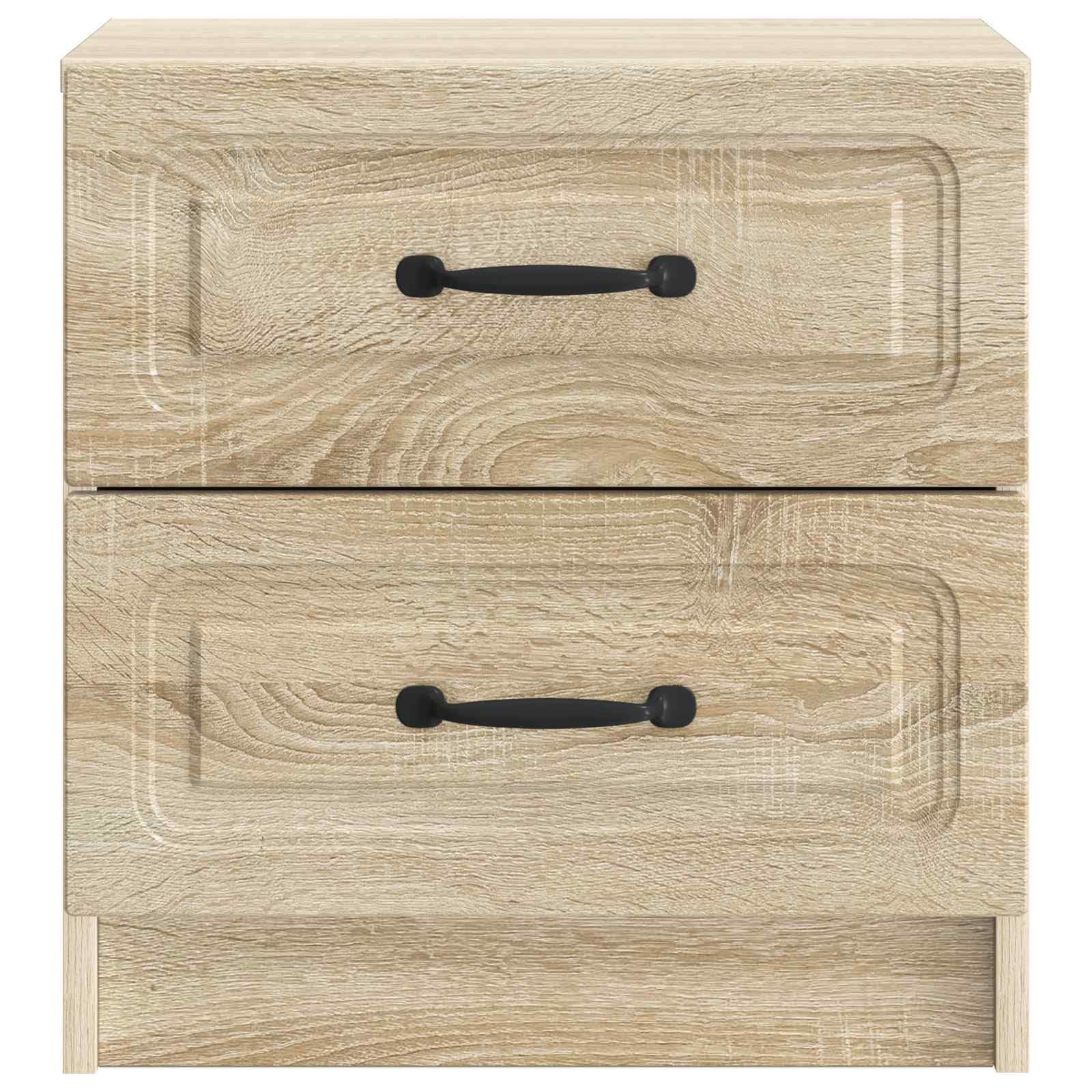 Hothingwell Szafka nocna w stylu vintage z szufladą dębową Sonoma, mała szafka do przechowywania do sypialni 43 x 34,5 x 44,5 cm, retro design z drewna z czarnymi uchwytami, przechowywanie