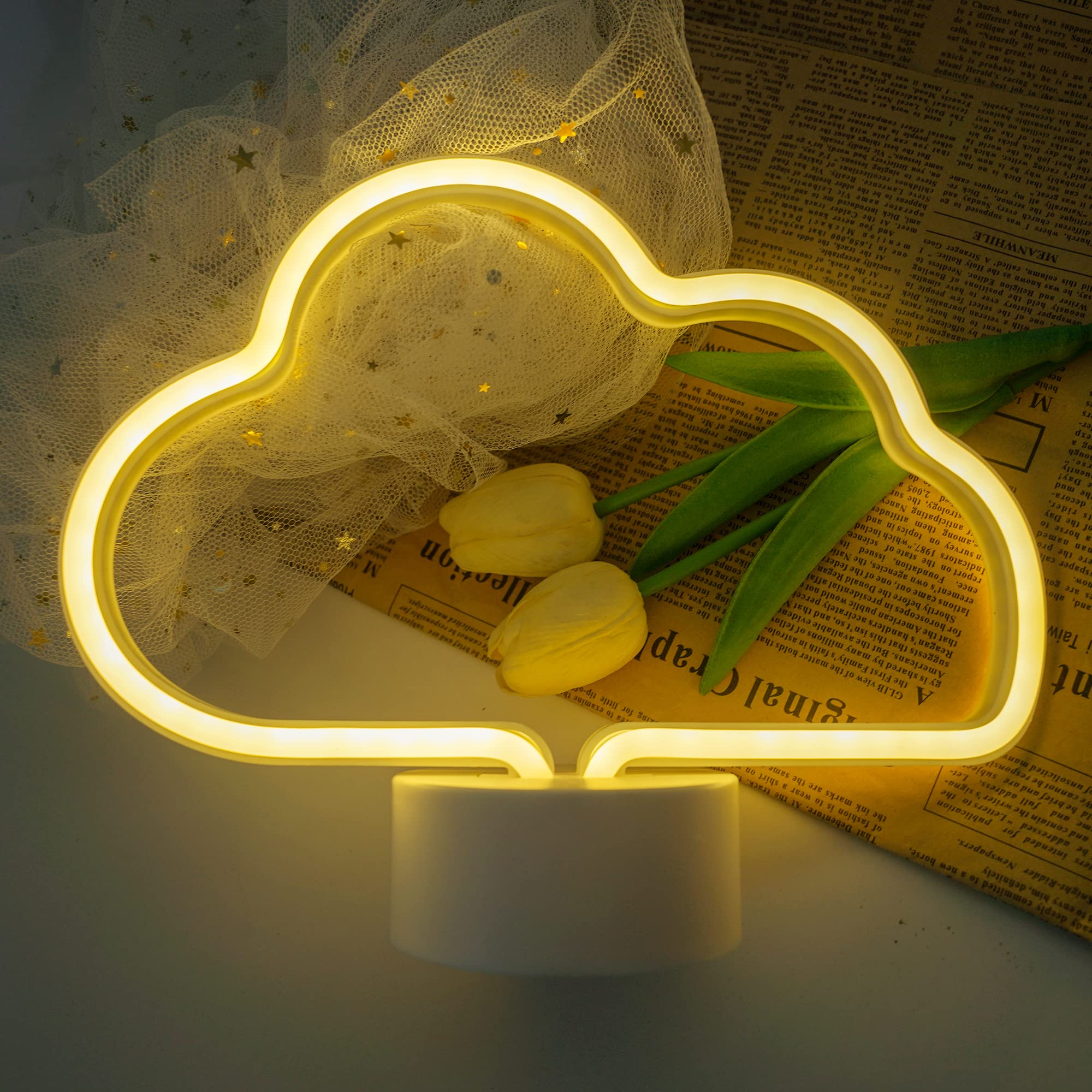 BringLuck2U luci al neon, Nuvola Insegna al neon Decorazione da parete a LED USB/Luce notturna a batteria per Natale Regalo di compleanno Festa per bambini Soggiorno Decorazioni per matrimoni