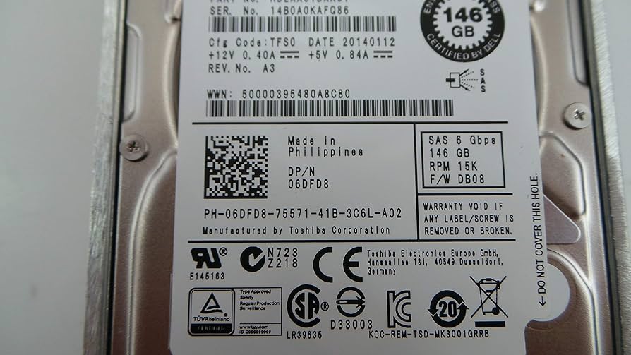 Texnite 6DFD8 146-GB 6G 15K 2.5 SAS w/F830C SAS 2 SFF