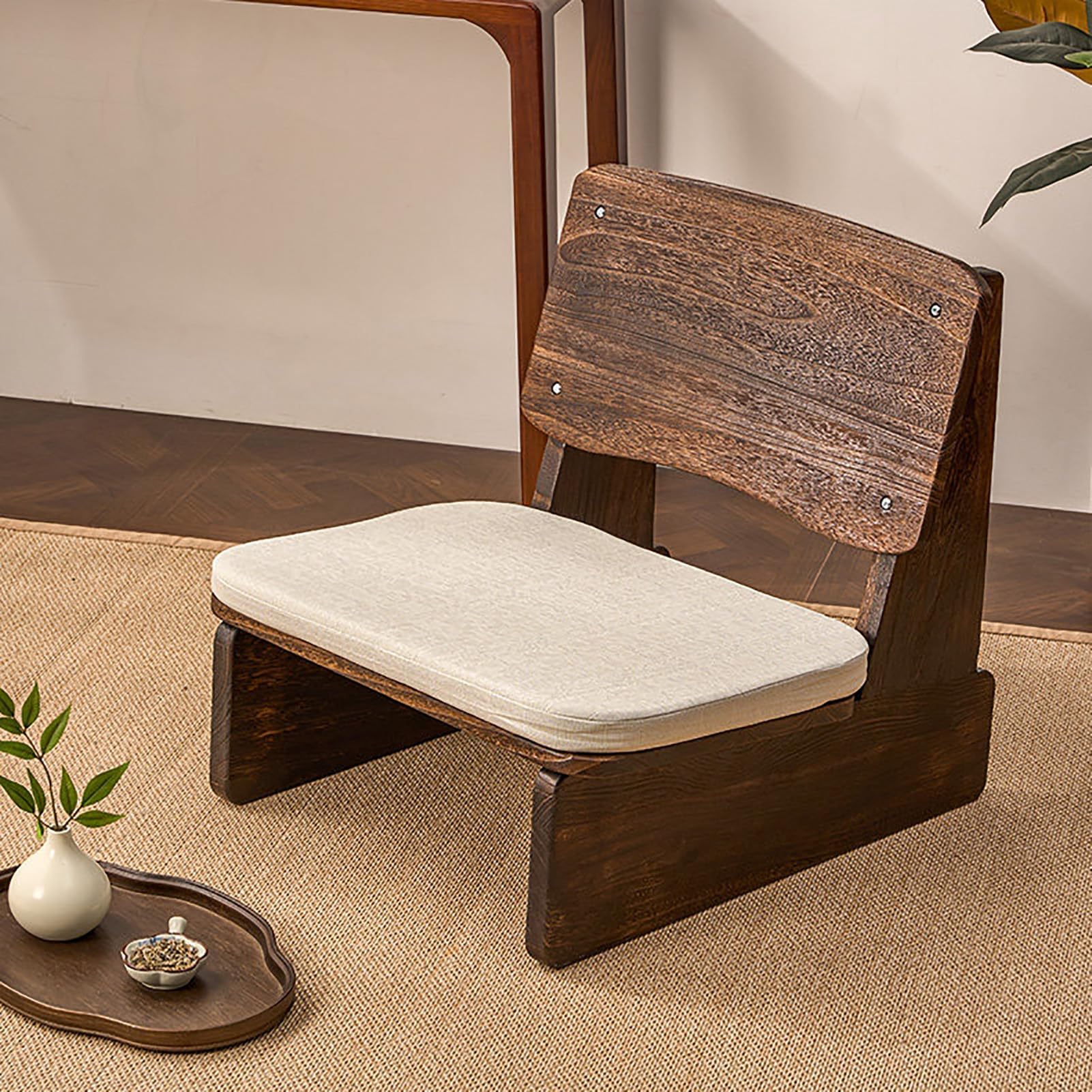 Chaise de sol pour méditation et lecture en bois massif de style tatami
