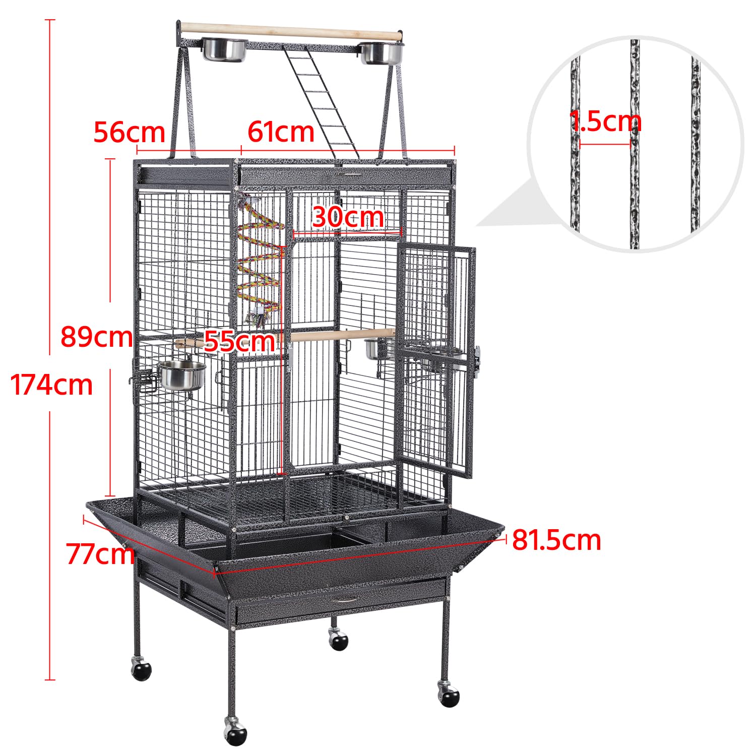 Vogelkooi vogelvolière vogelhuis vogelkooi voor papegaaien 65,5 x 65,5 Vogelkooi vogelvolière vogelhuis vogelkooi voor papegaaien 65,5 x 65,5