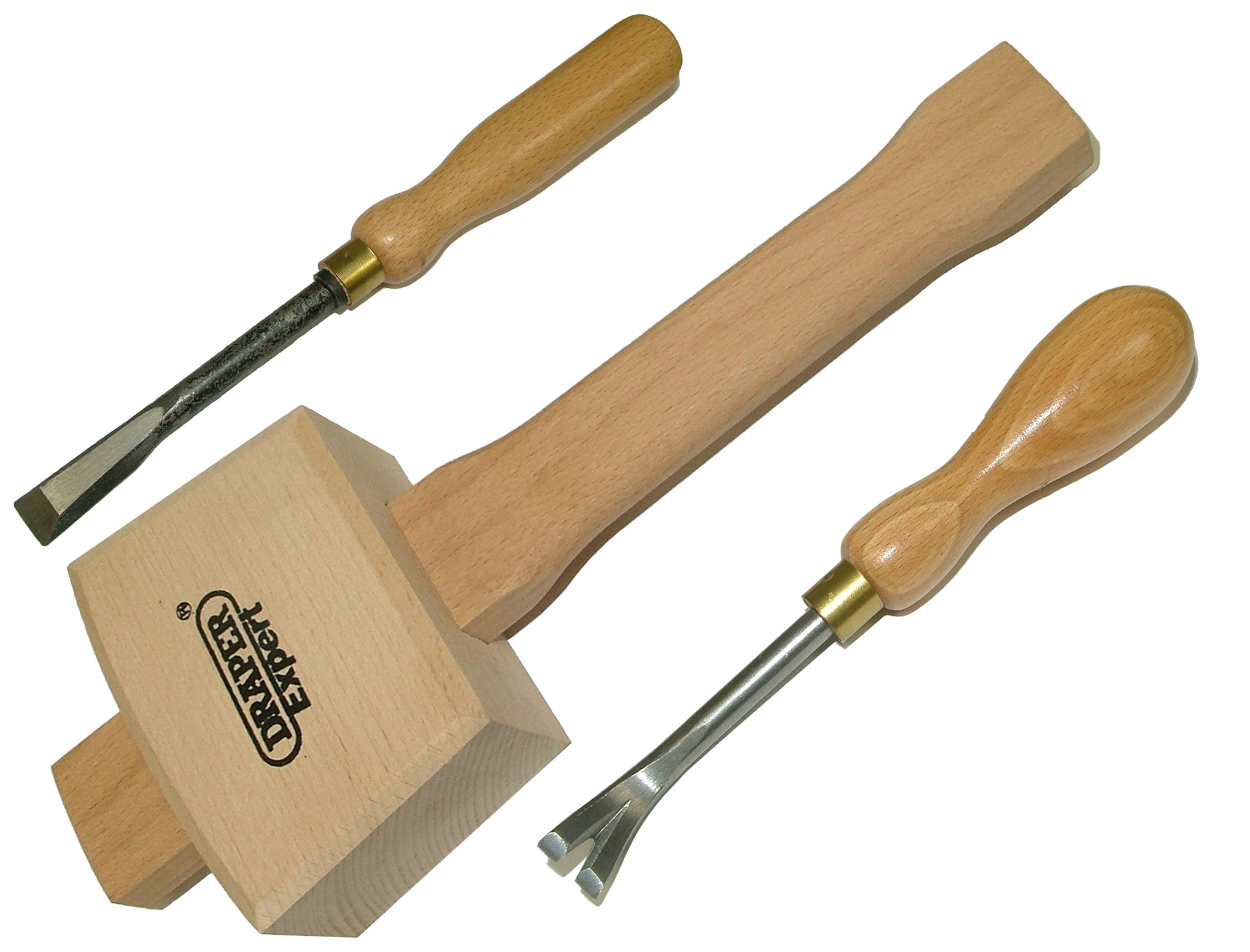 Pandoras Upholstery Wooden Handle Tack Lifter, Straight Ripping Chisel + Mallet Upholstery Kit