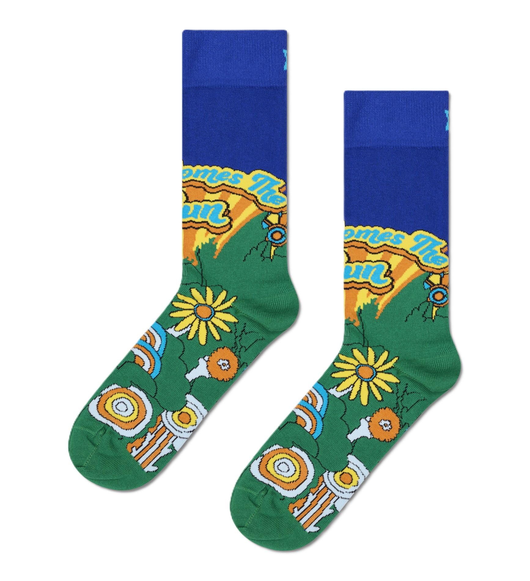 Happy Socks The Beatles Here Comes The Sun Sock, Green, 36-40