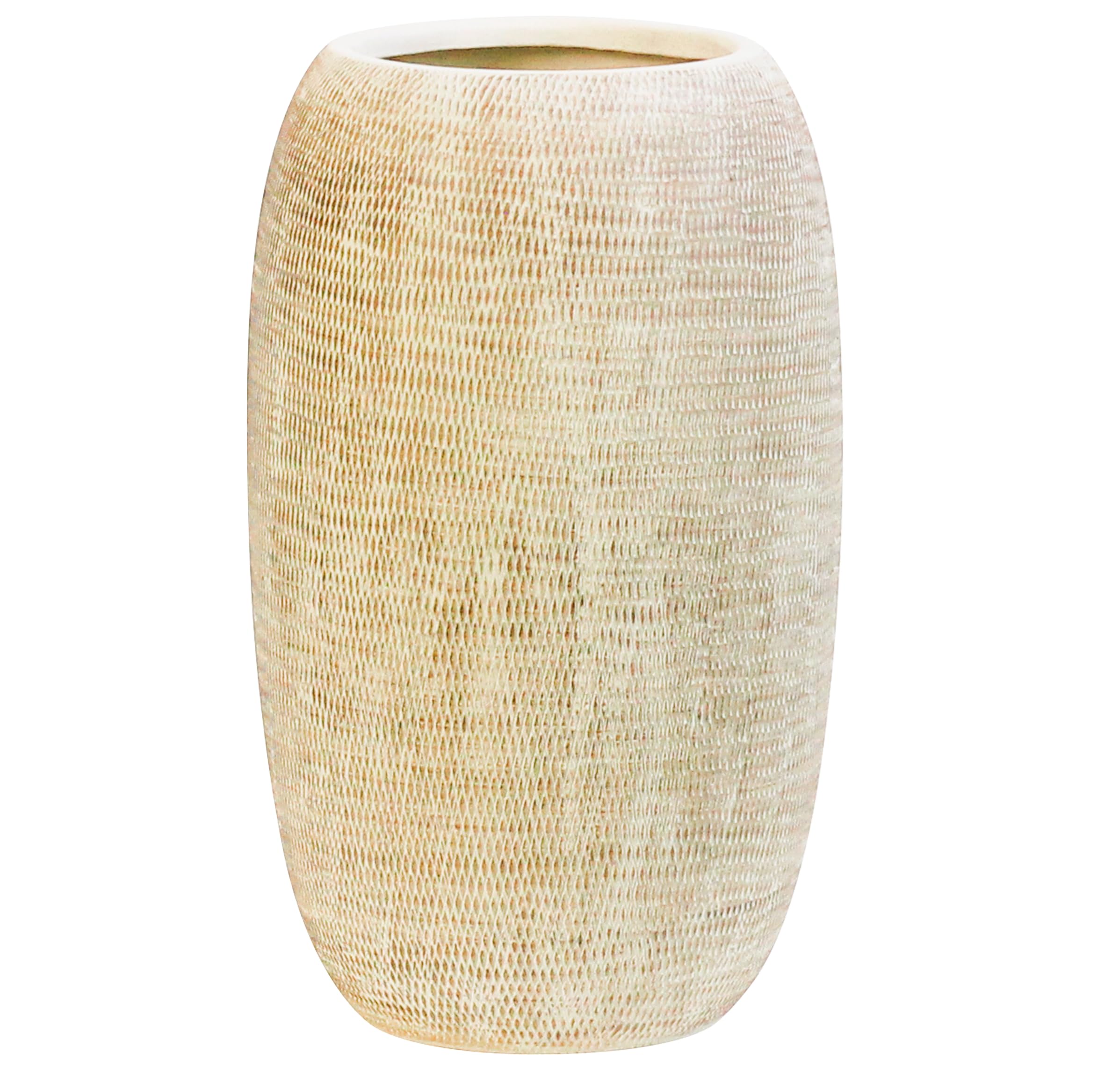 Athena - Jarrón grande de cerámica, color blanco roto envejecido