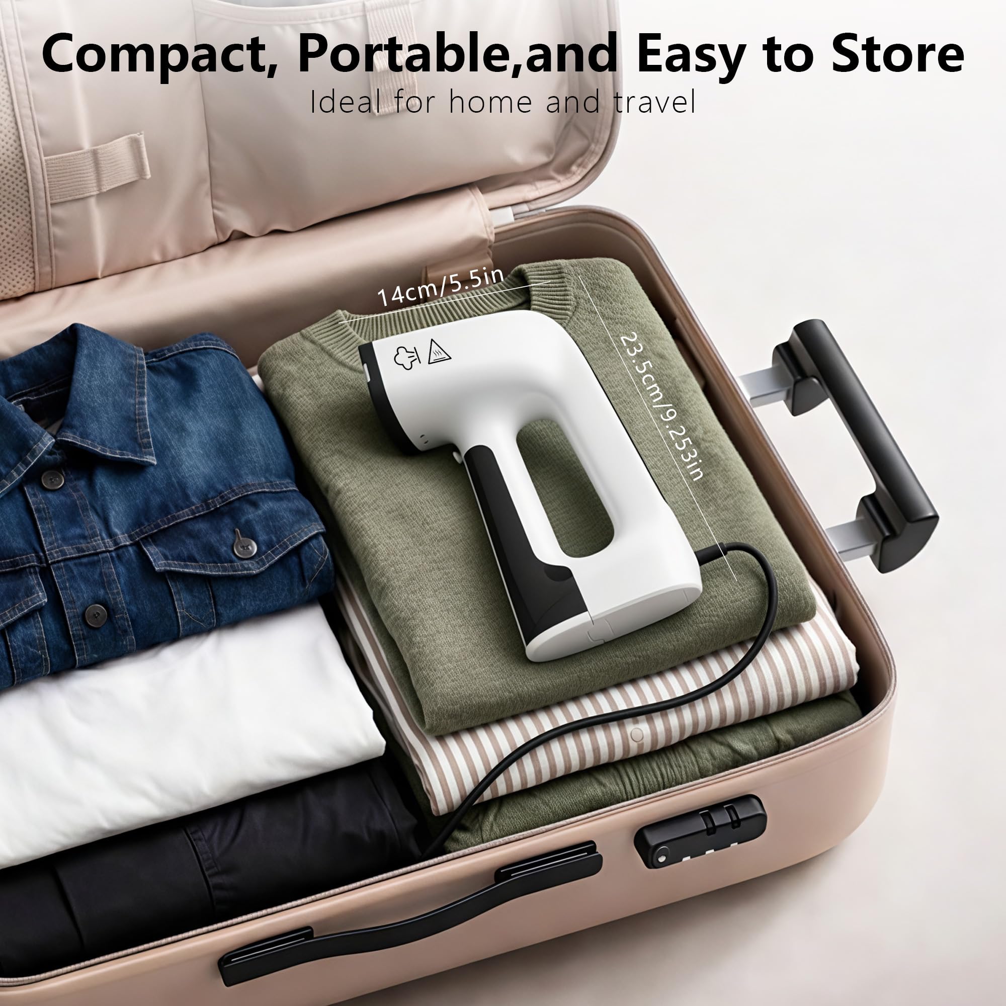PKBD Plancha de Vapor de Mano para Ropa Ideal para Hogar y Viajes,Blanco