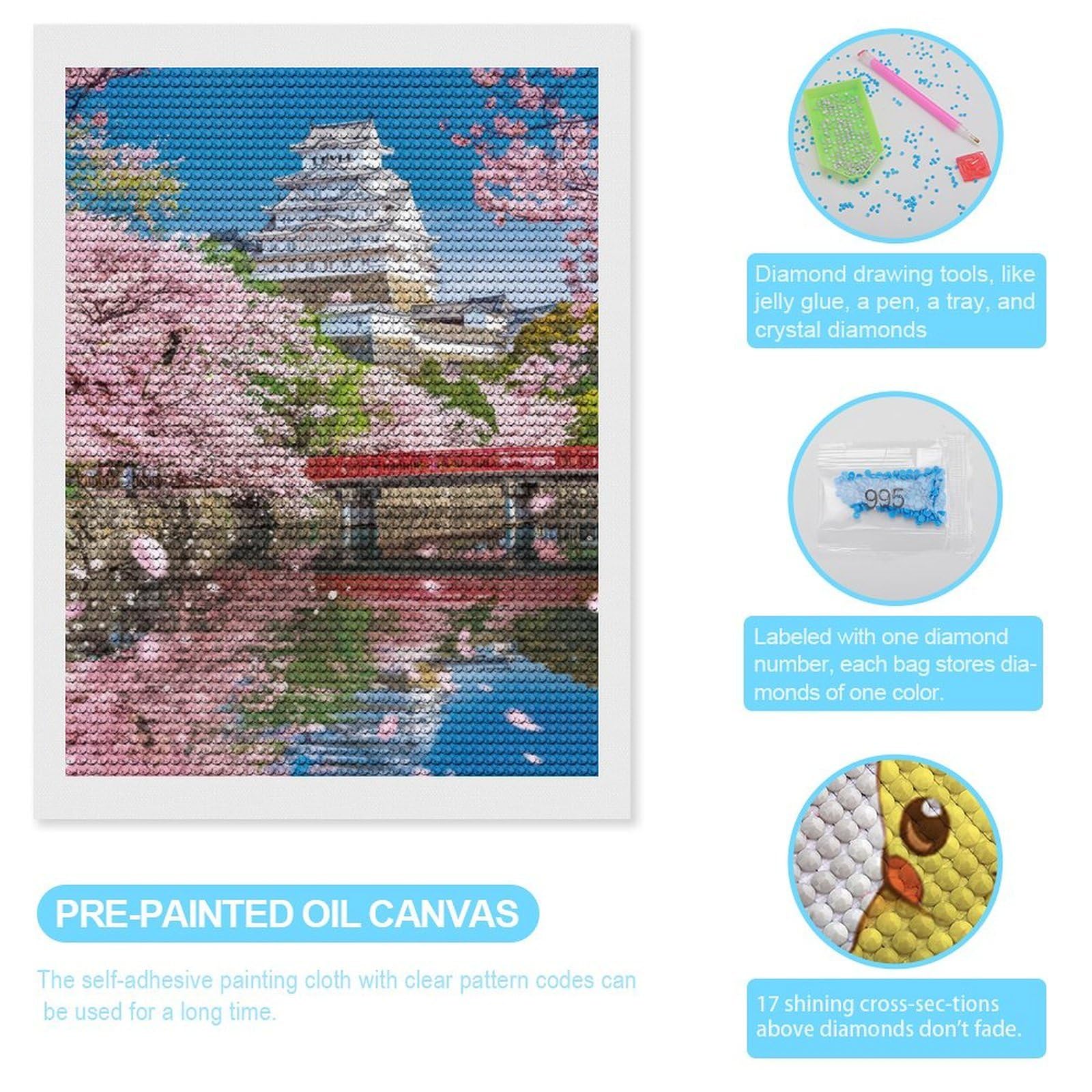 Amazon.co.jp: ダイヤモンドアート キット 春爛漫の姫路城 天守閣 桜