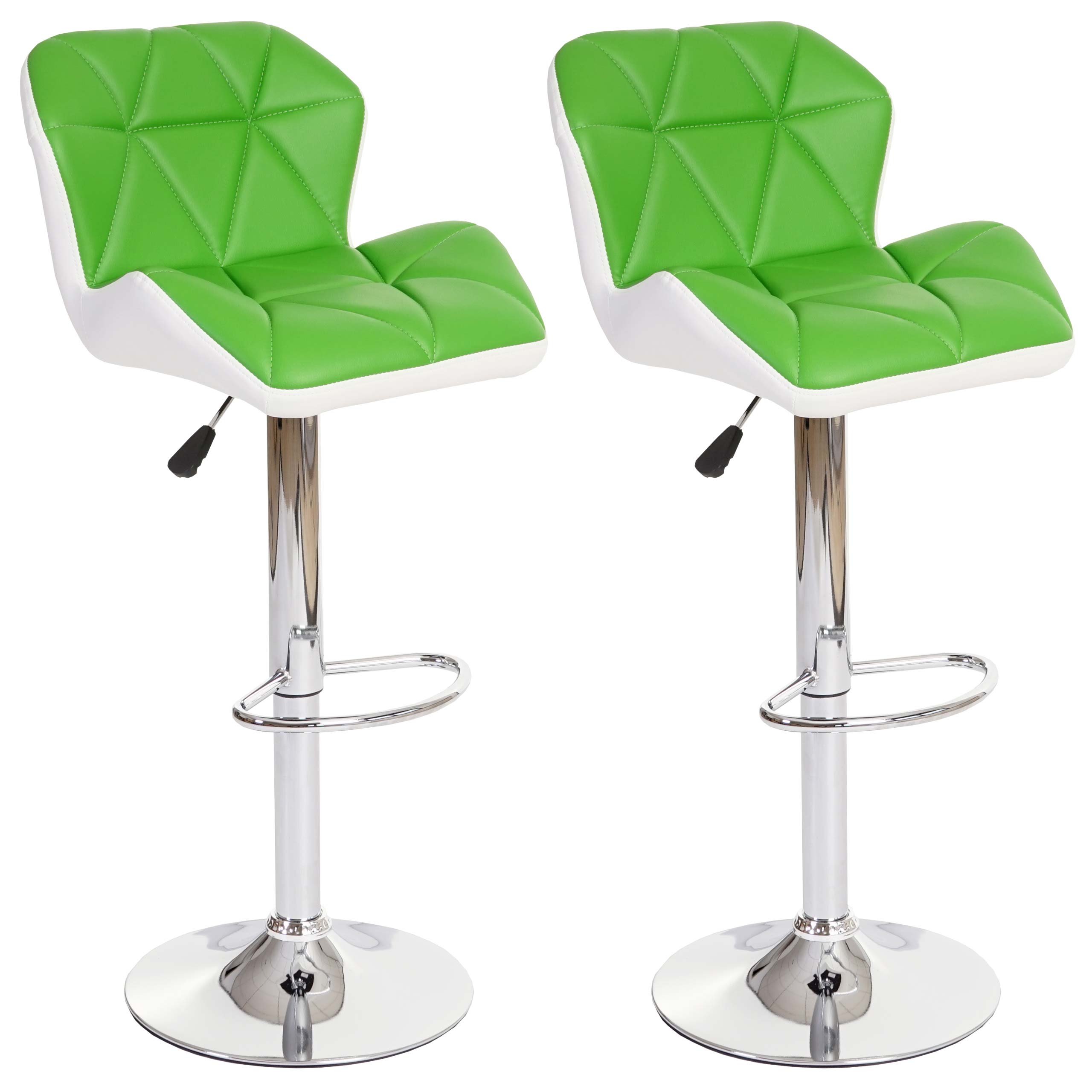Mendler 2er-Set Barhocker HWC-A92, Barstuhl Tresenhocker, höhenverstellbar Kunstleder - grün