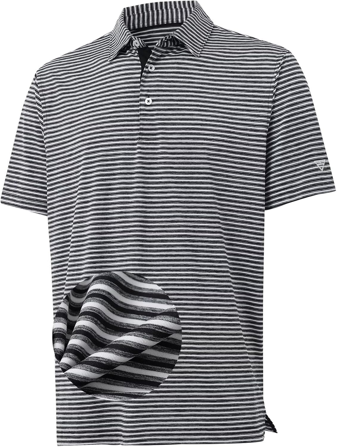 M MAELREG Golf Polo Shirts for Men Stripe Performance Moisture Wicking Dry Fit Collared Mens Polo Shirts Short Sleeve