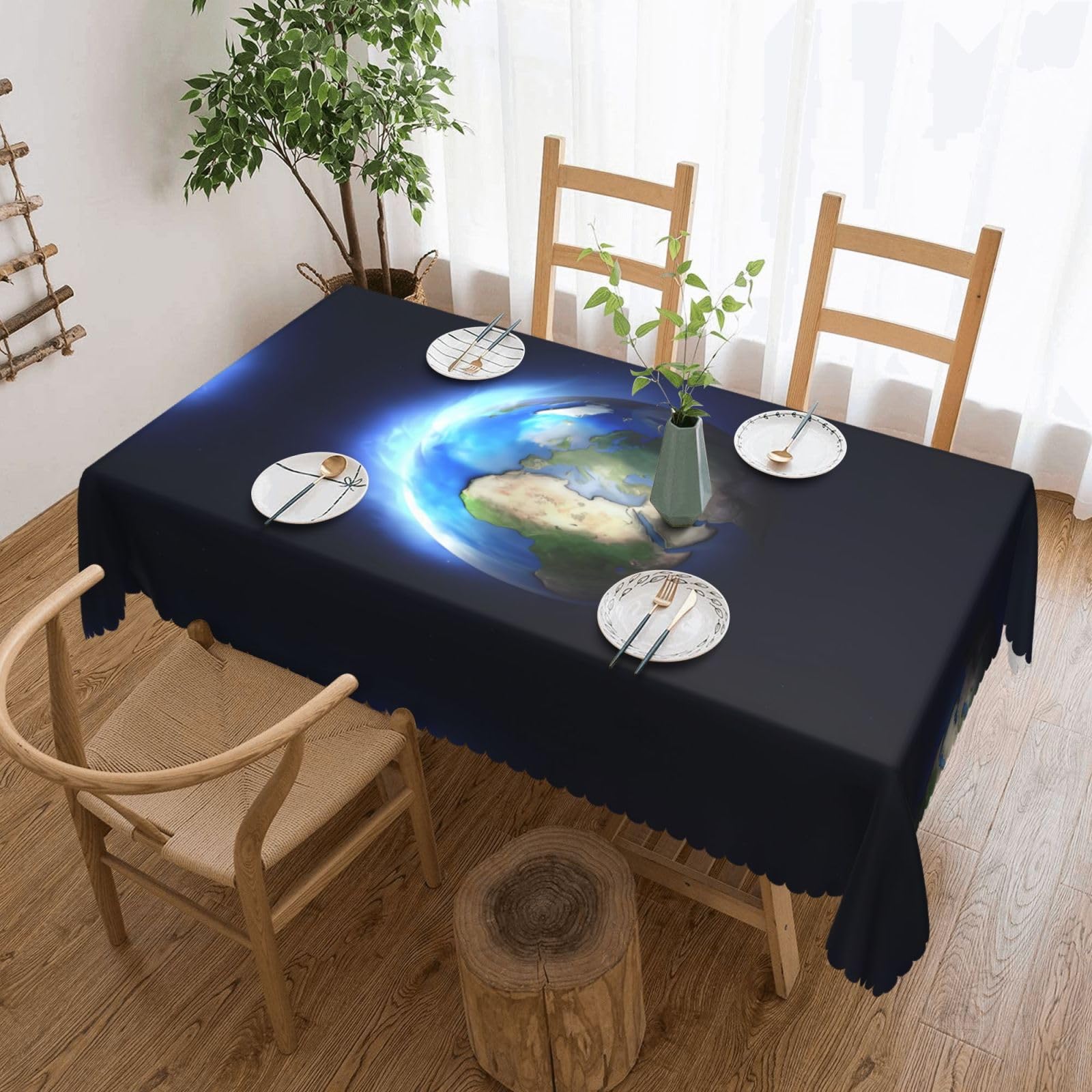 MROWYC Glowing earth Printed tablecloths are suitable for hotels, picnics, and parties, and can effectively protect the tabletop