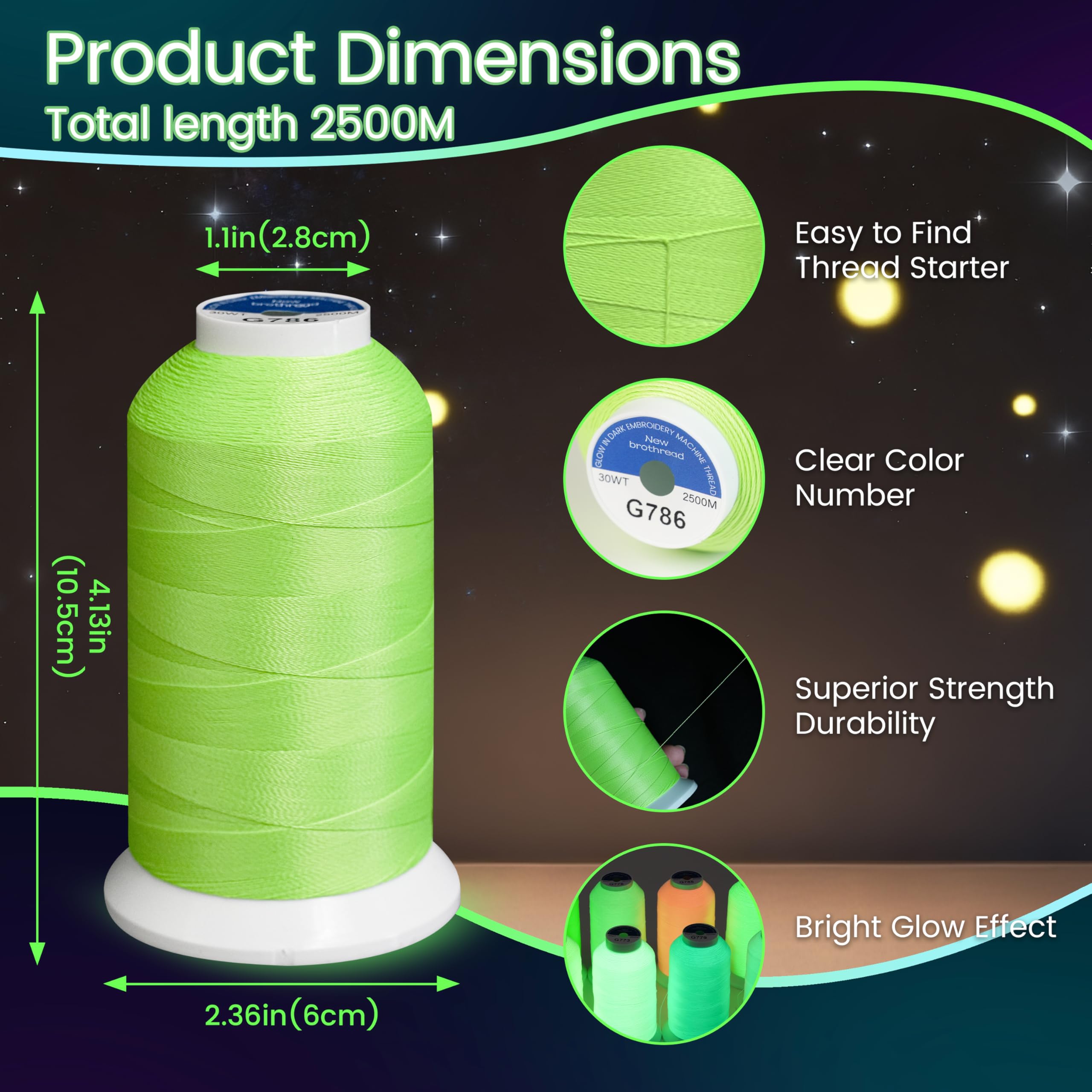 Amazon.com: New brothread Single Huge Spool Luminary Glow in The