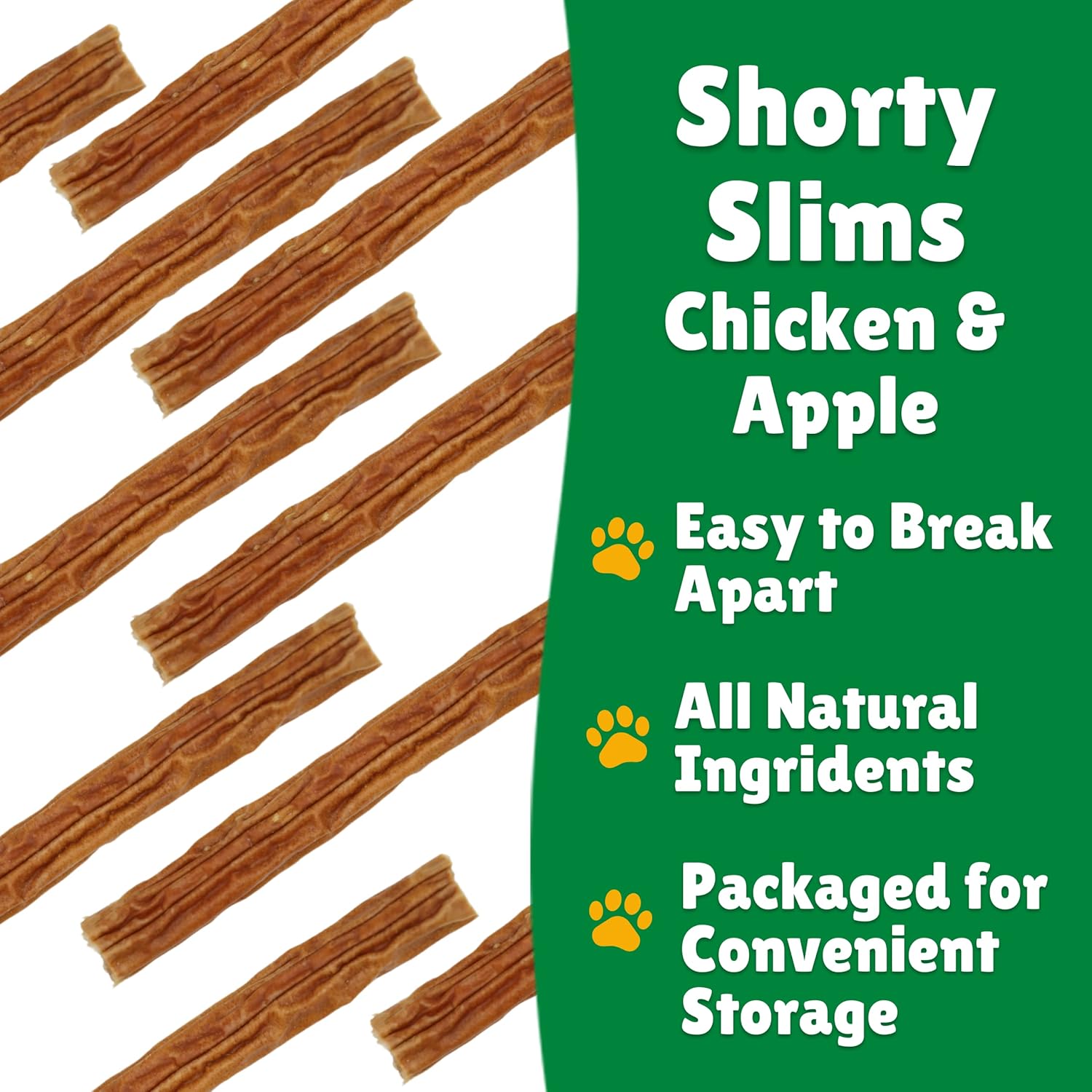 Lucky Premium Treats Lucky Shorty Slims - Apple and Chicken Jerky Dog Treats, Crunchy Dog Chew Sticks with Real Chicken and Apple for Small to Large Dogs (7 Count)