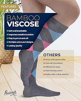 Amazon.com: Pembrook Bamboo Viscose Light Compression Socks