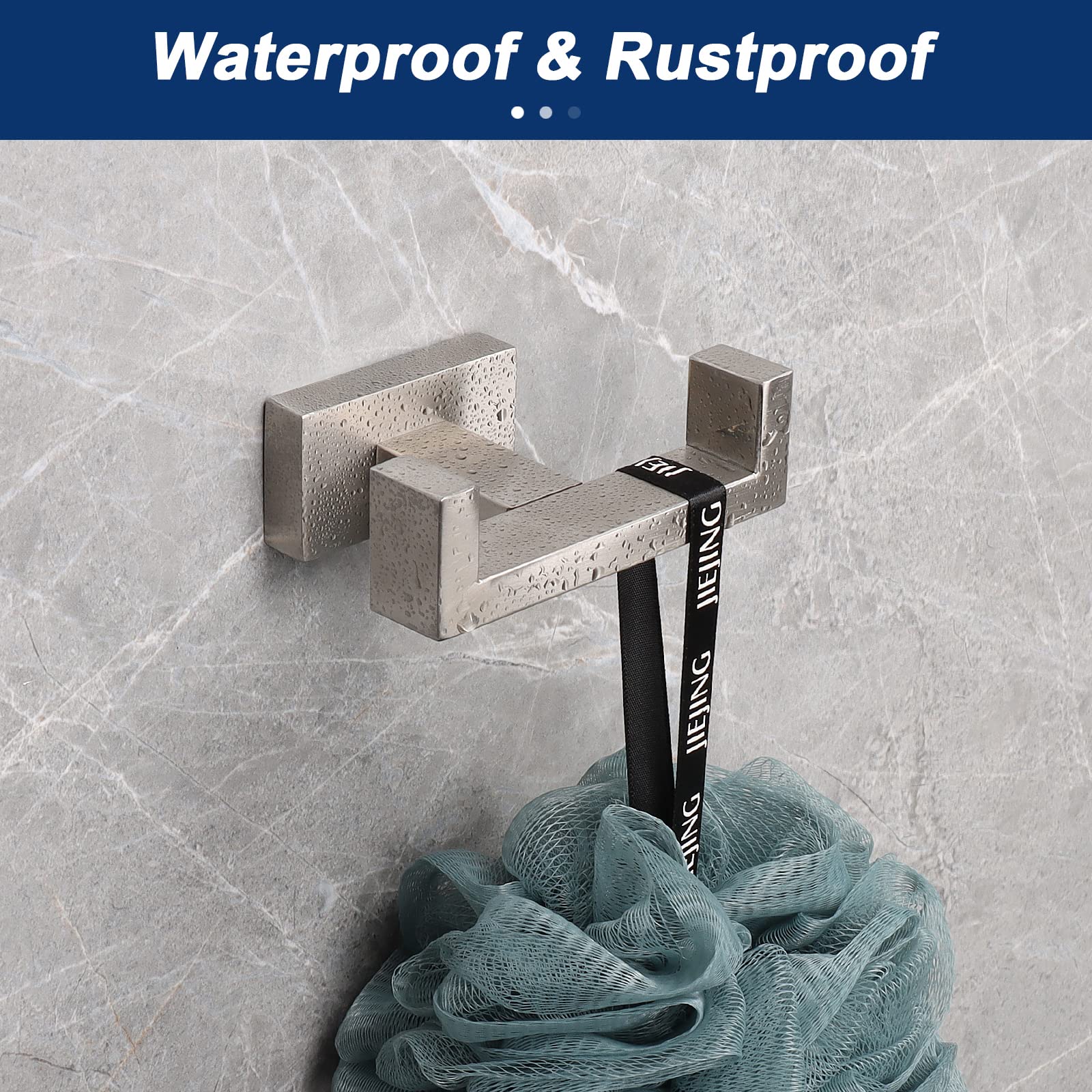 NearMoon Bath Double Towel Hook- SUS304 Stainless Steel Square Robe Towel Holder - Image 4