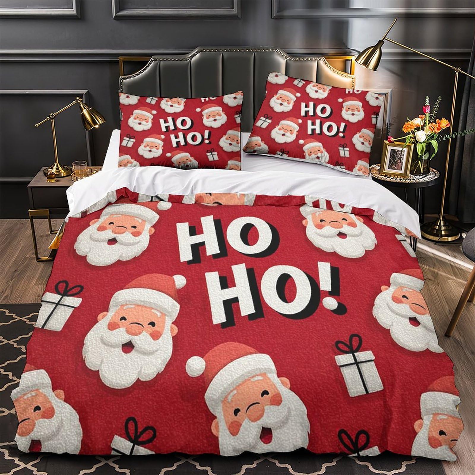 Housse de couette sapins de Noël microfibre douce anti-acarien 200x200